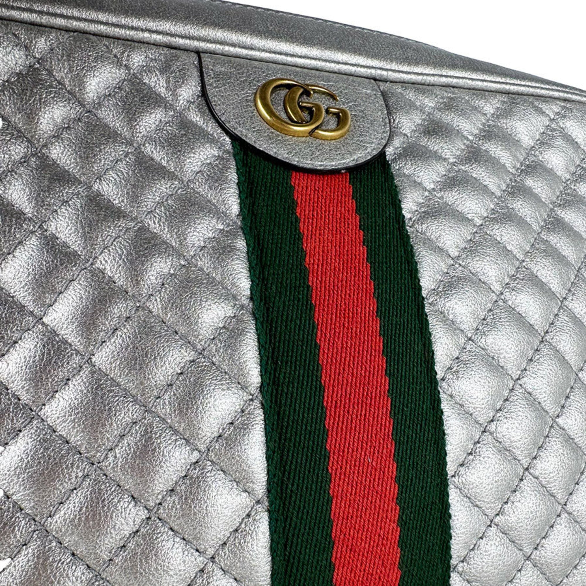 Gucci Silver Leather Shoulder Bag (Pre-Owned)