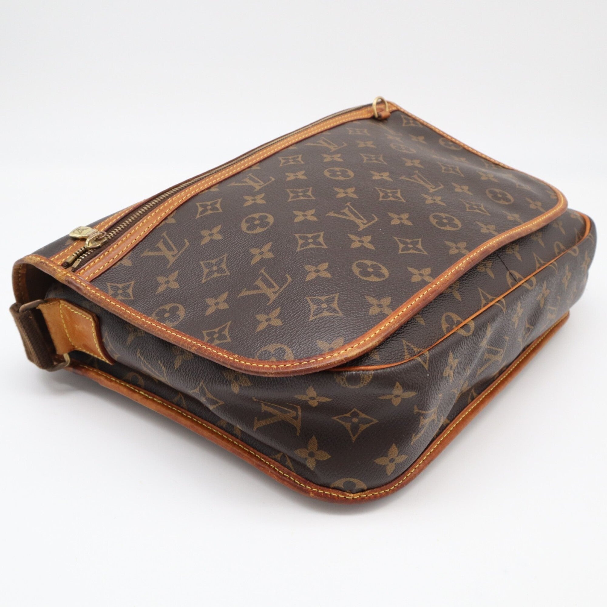 Louis Vuitton Monogram Beige Brown Coated Canvas Leather Shoulder Bag (Pre-Owned)
