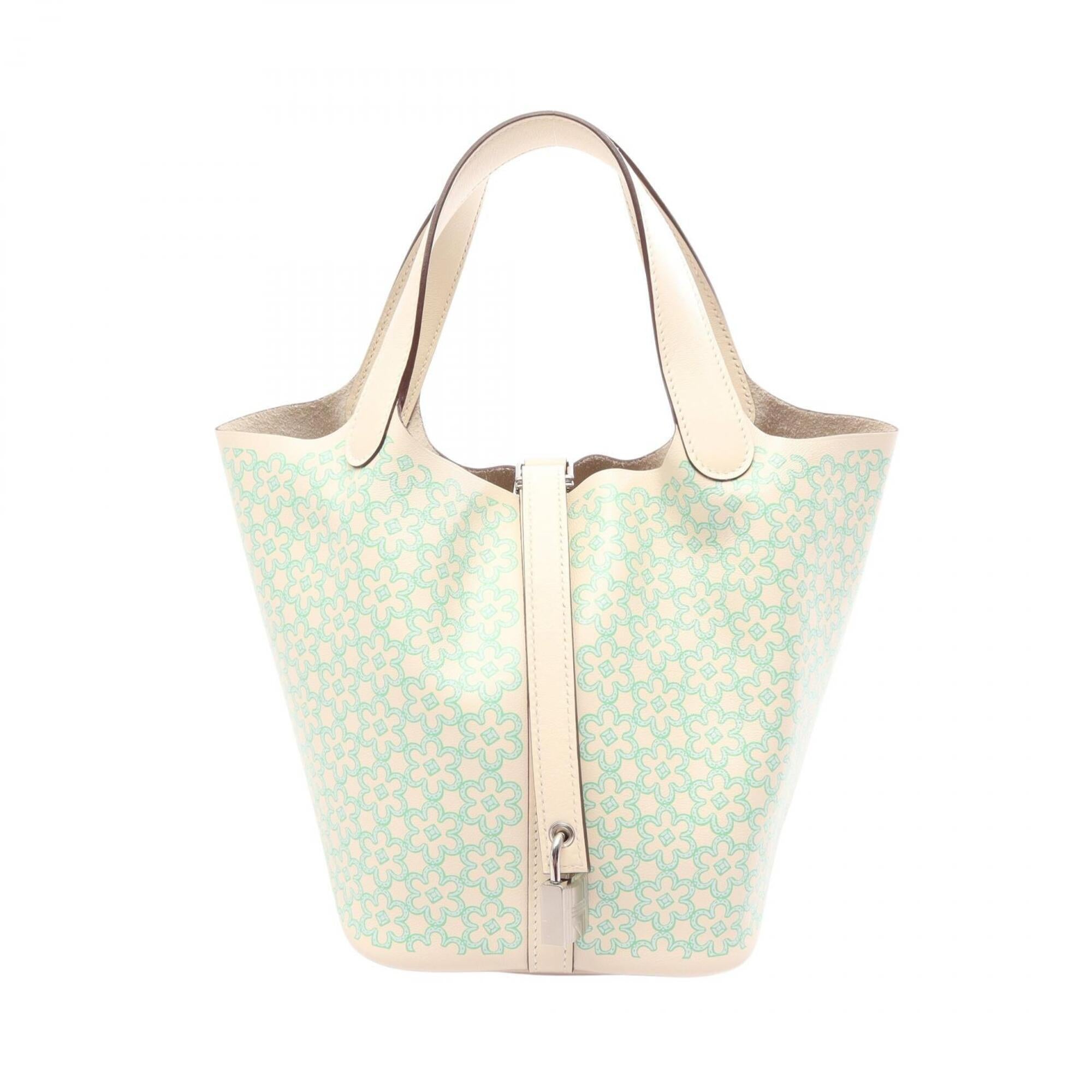 Hermes Blue Green Ivory Vert Swift Leather Handbag (Pre-Owned)