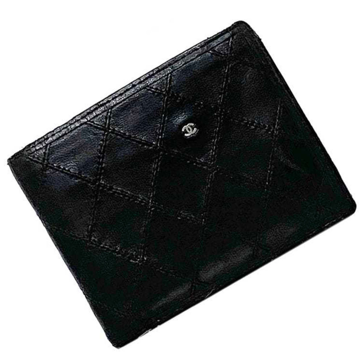 Chanel Black Leather Wallet (Bi-Fold) (Pre-Owned)