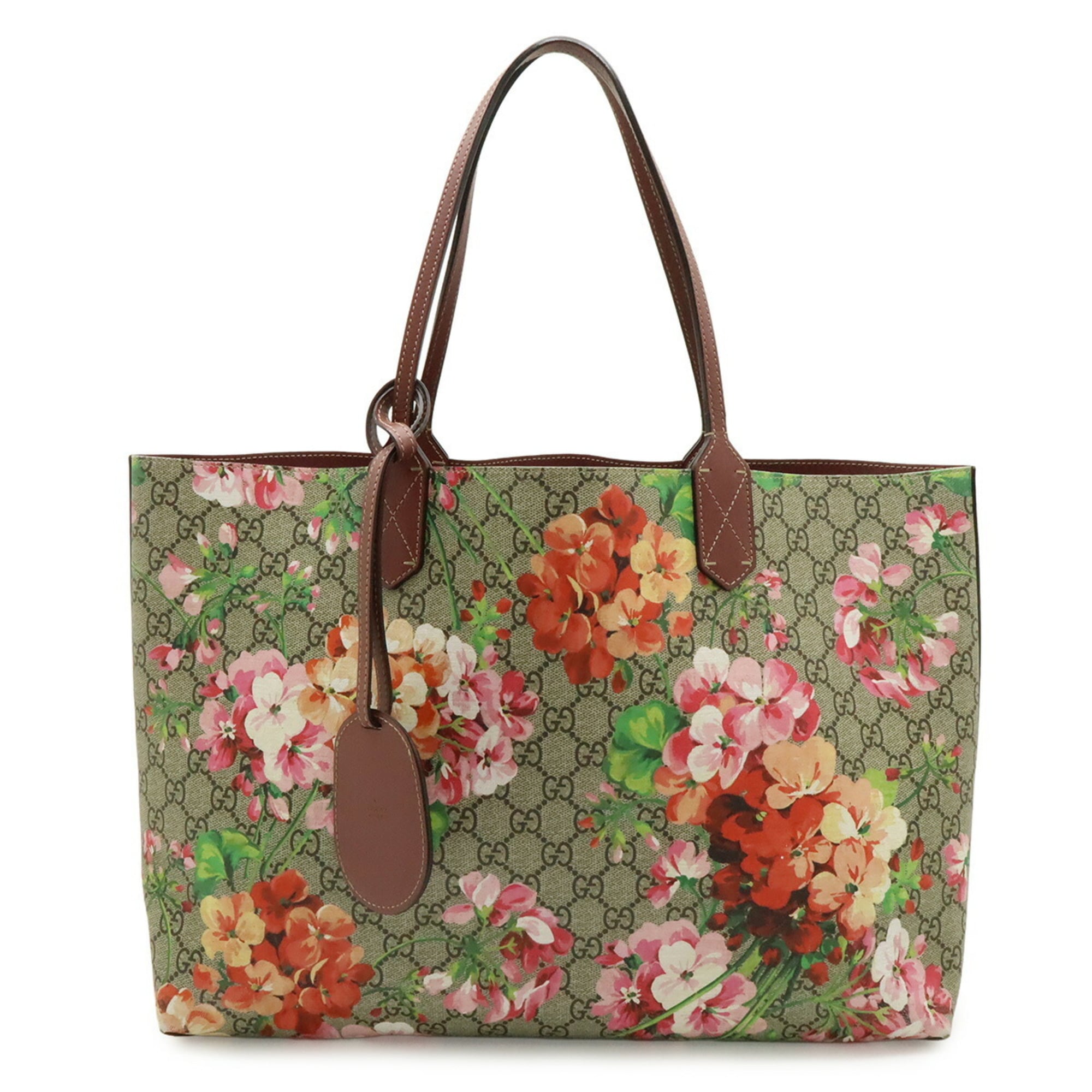 Gucci Beige Multi-Color Pink Gg Supreme Canvas Leather Shoulder Bag Tote Bag (Pre-Owned)