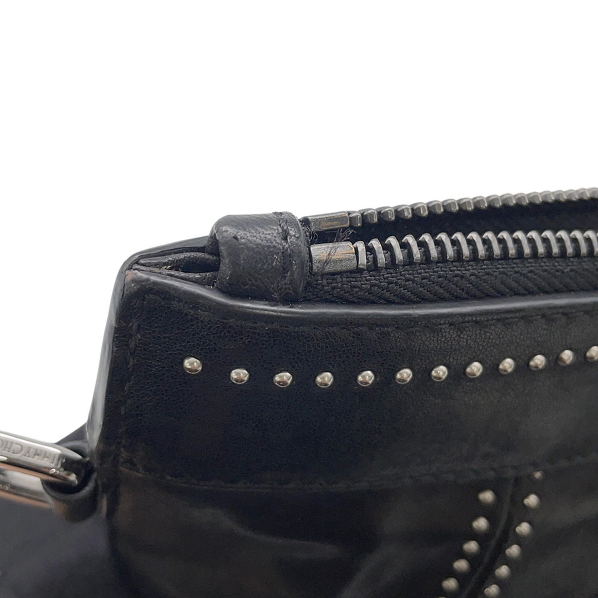 Jimmy Choo Black Leather Clutch Bag Handbag (Pre-Owned)