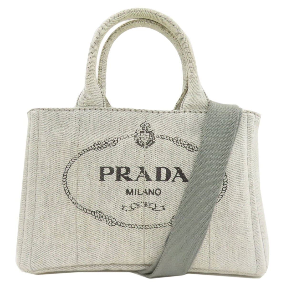 Prada Canapa Gray Denim Handbag (Pre-Owned)