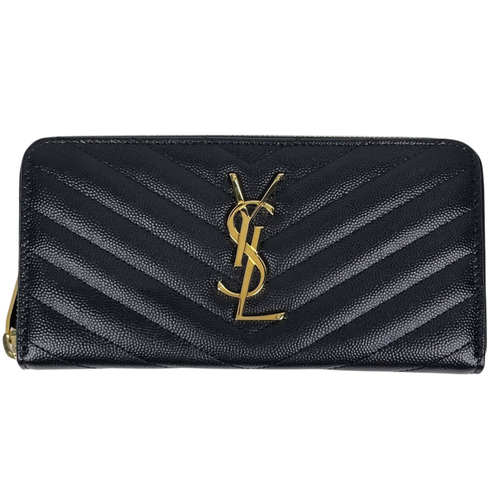 Saint Laurent Black Leather Long Wallet (Bi-Fold) (Pre-Owned)