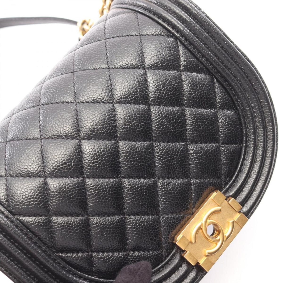 Chanel Black Grained Calfskin Handbag Shoulder Bag (Pre-Owned)
