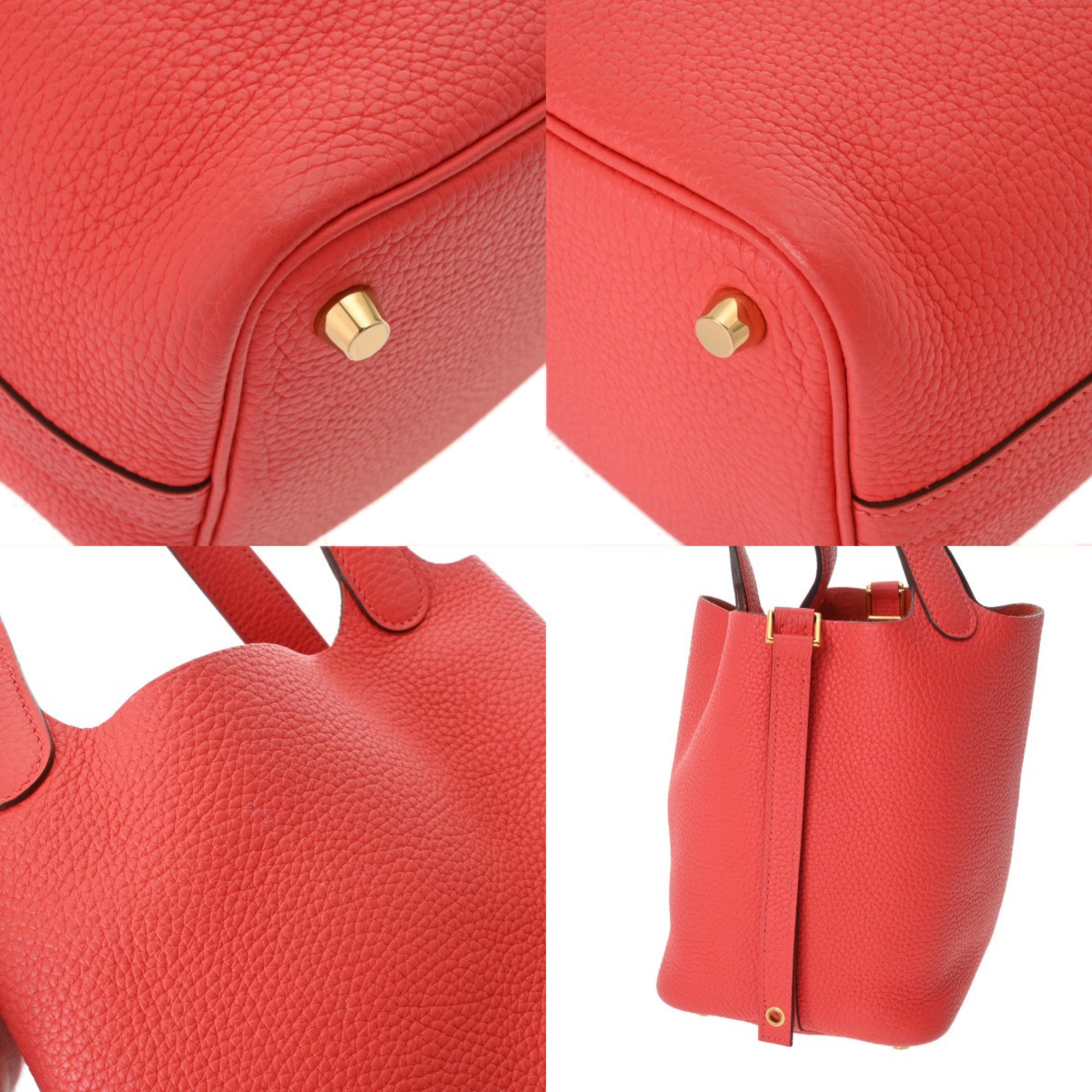 Hermes Gold Taurillon Clemence Leather Handbag (Pre-Owned)