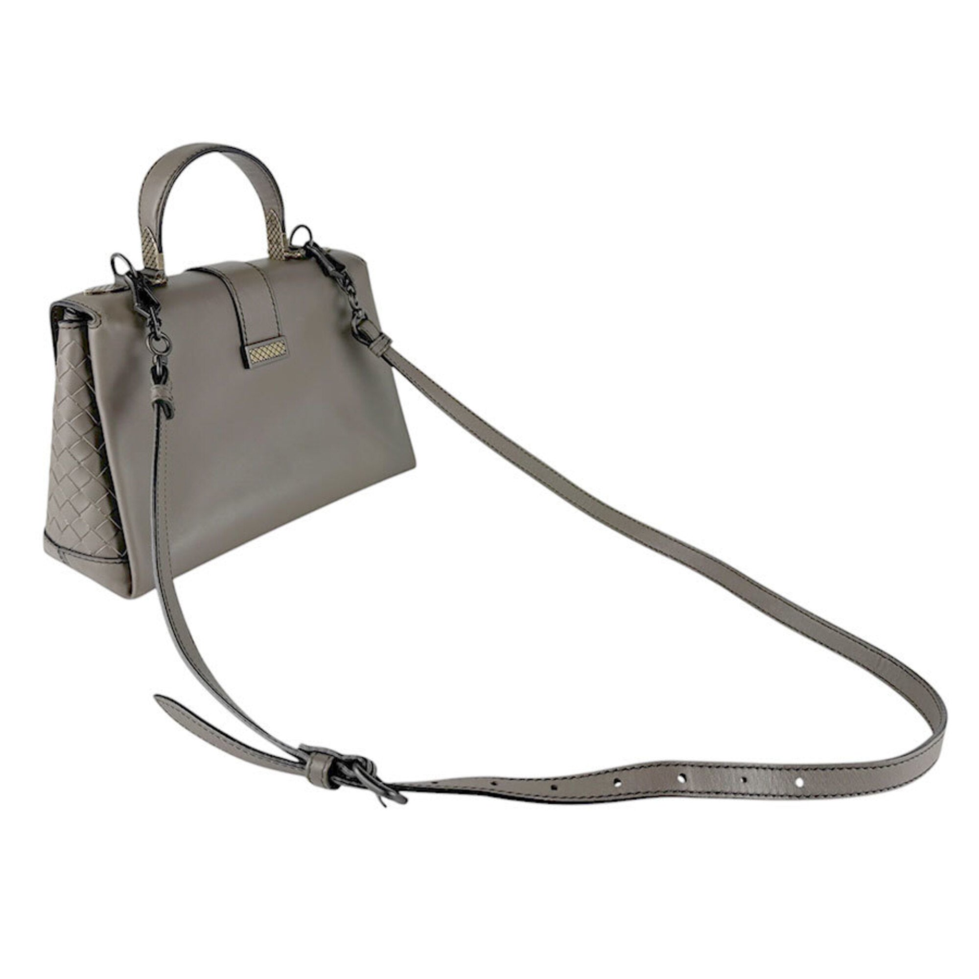 Bottega Veneta Grayish Leather Handbag Shoulder Bag (Pre-Owned)
