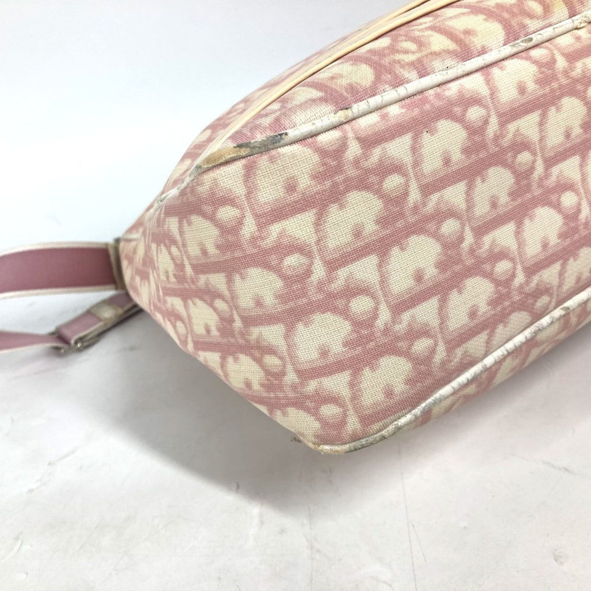 Christian Dior Trotter Pink White Pvc Leather Shoulder Bag (Pre-Owned)