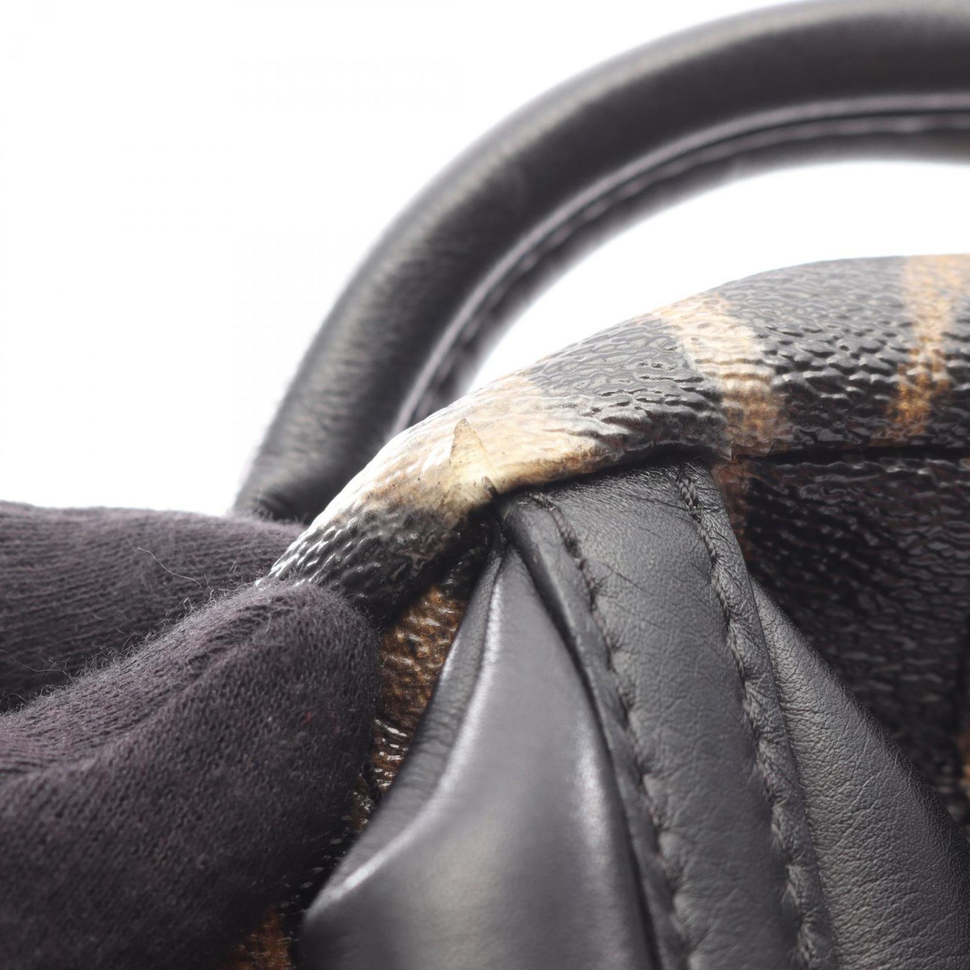 Louis Vuitton Black Brown Coated Canvas Leather Backpack (Pre-Owned)