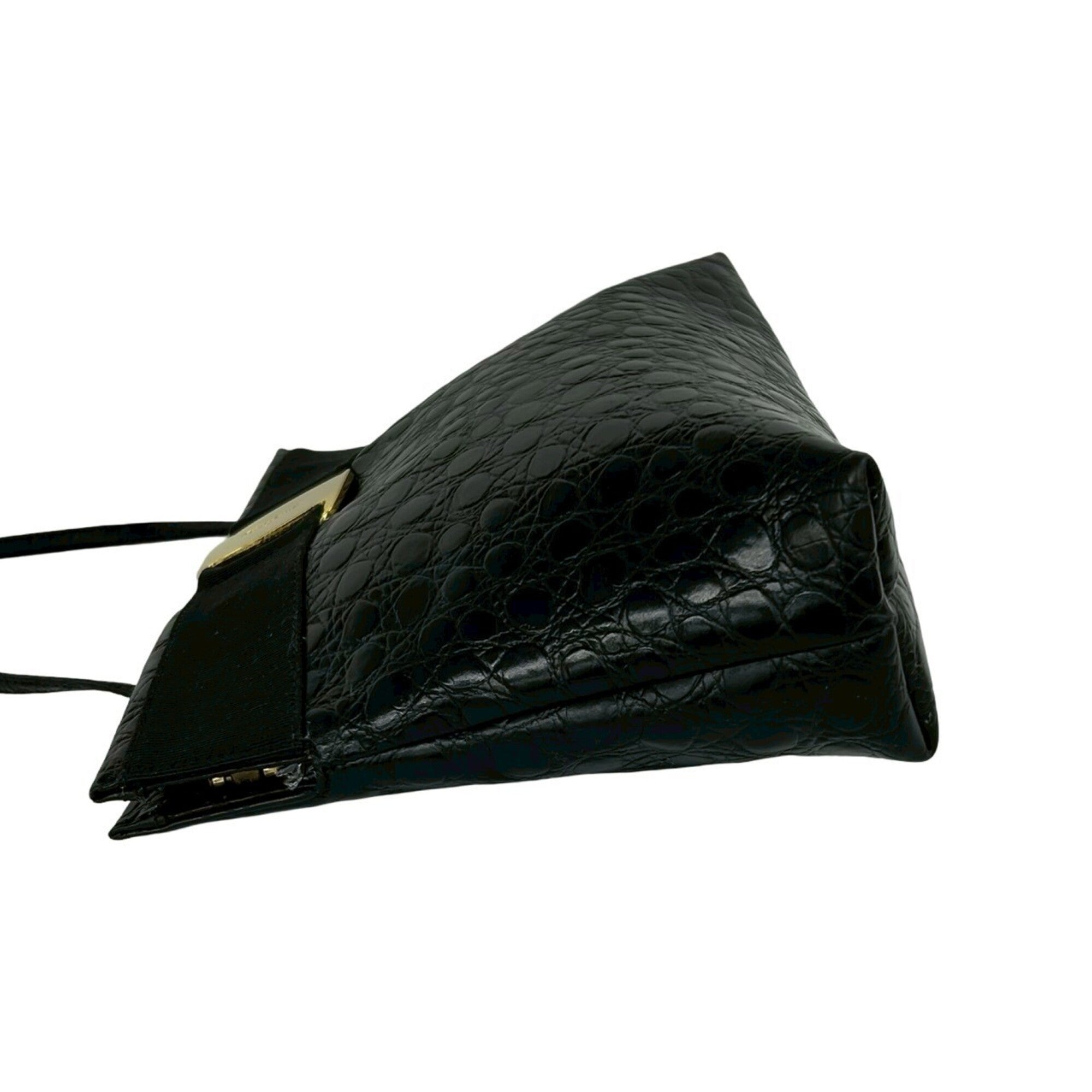 Salvatore Ferragamo Black Leather Shoulder Bag (Pre-Owned)