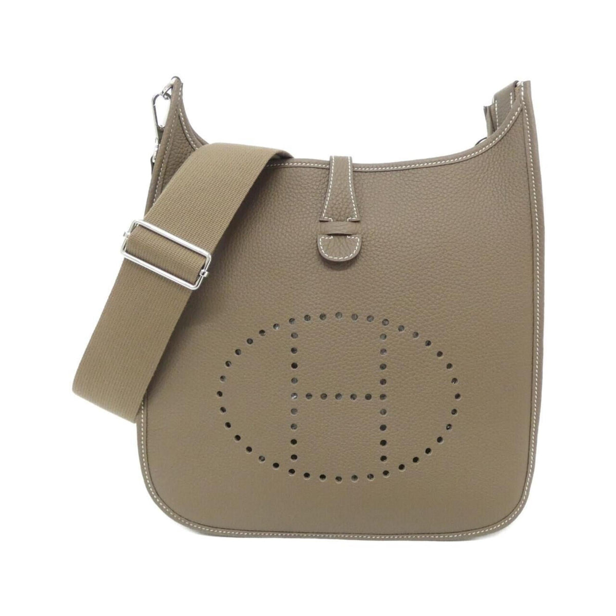 Hermes Beige Etoupe Gray Taurillon Clemence Leather Shoulder Bag (Pre-Owned)