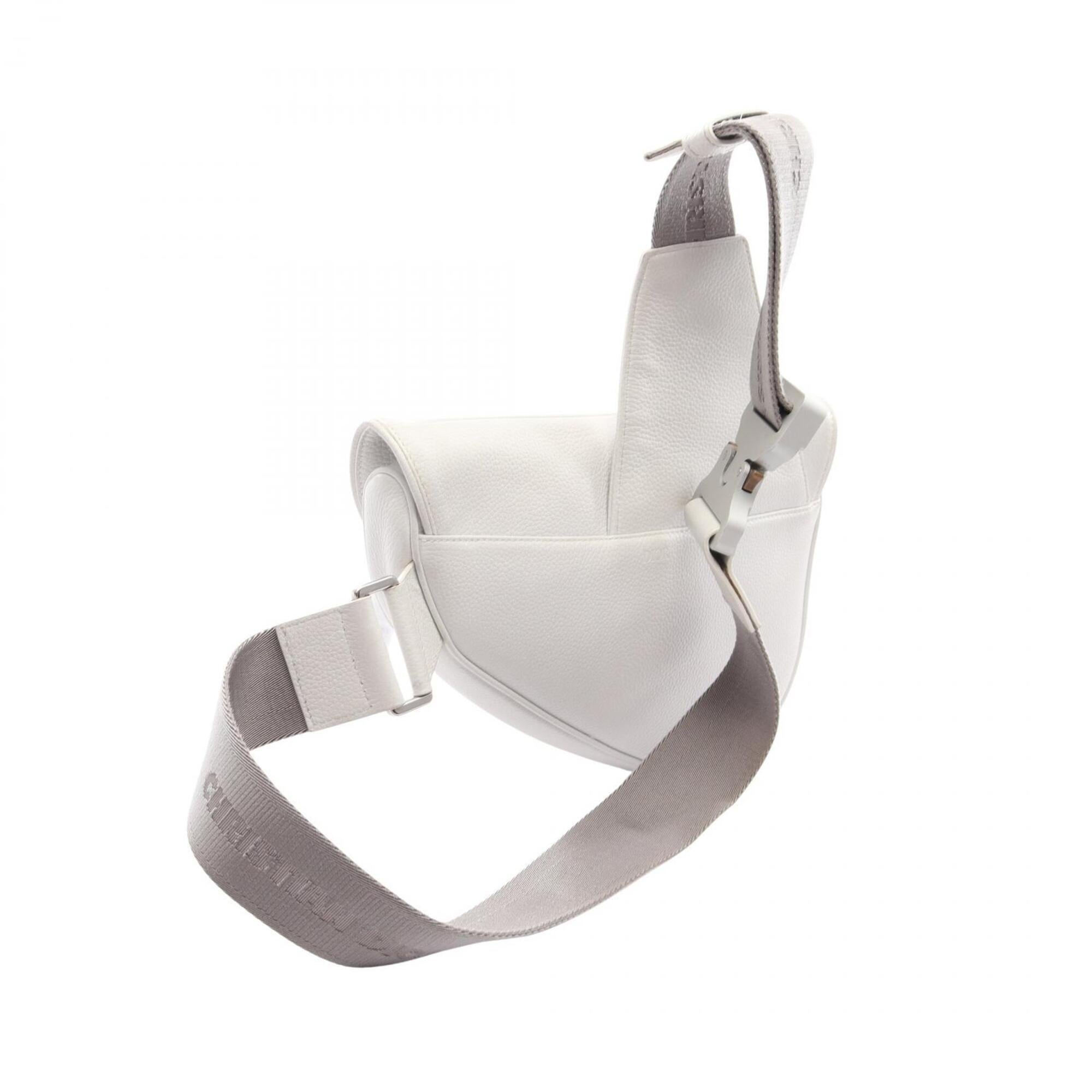 Christian Dior White Leather Fanny Pack Handbag Saddle Bag (Pre-Owned)