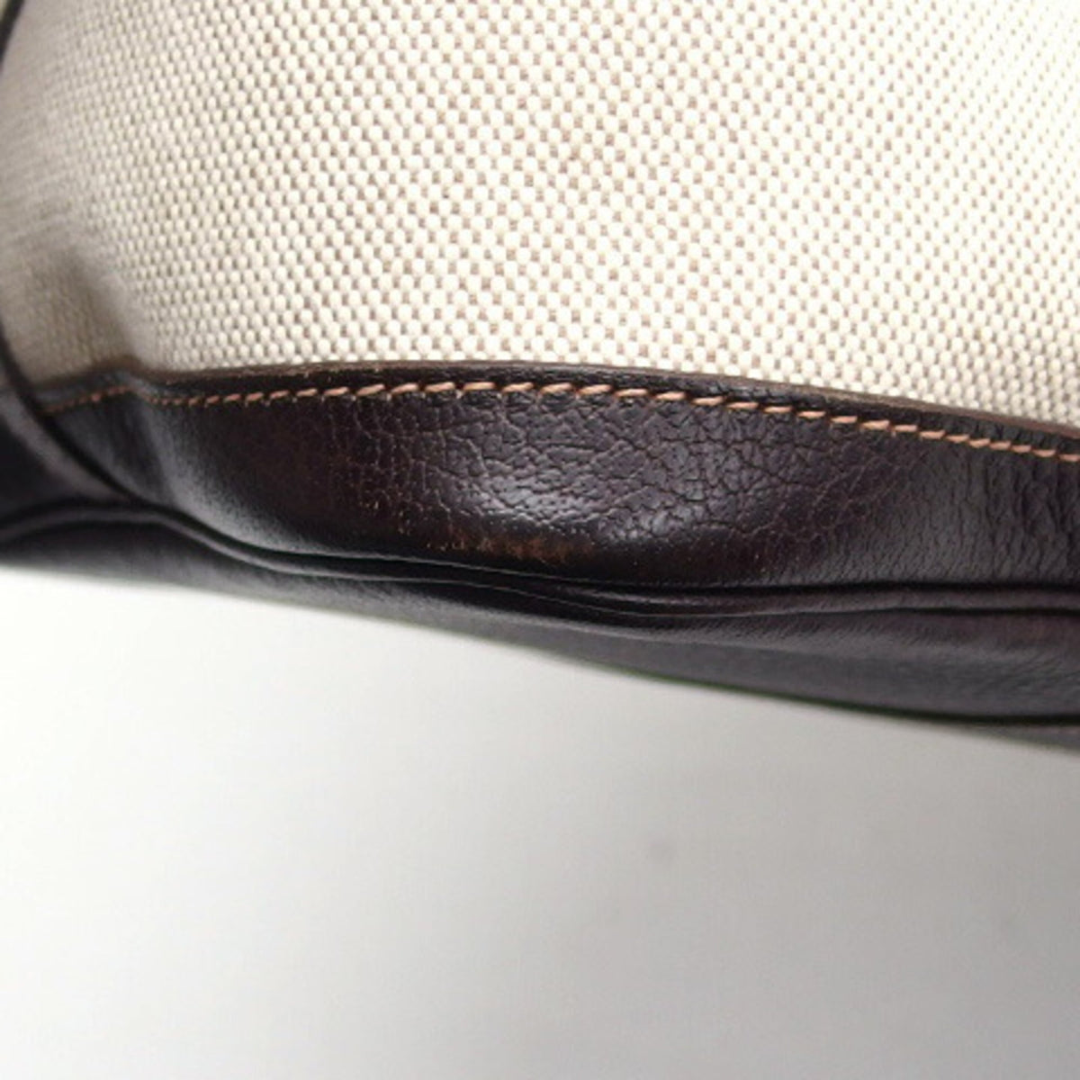 Hermes Garden Beige Dark Brown Toile H Leather Handbag Tote Bag (Pre-Owned)