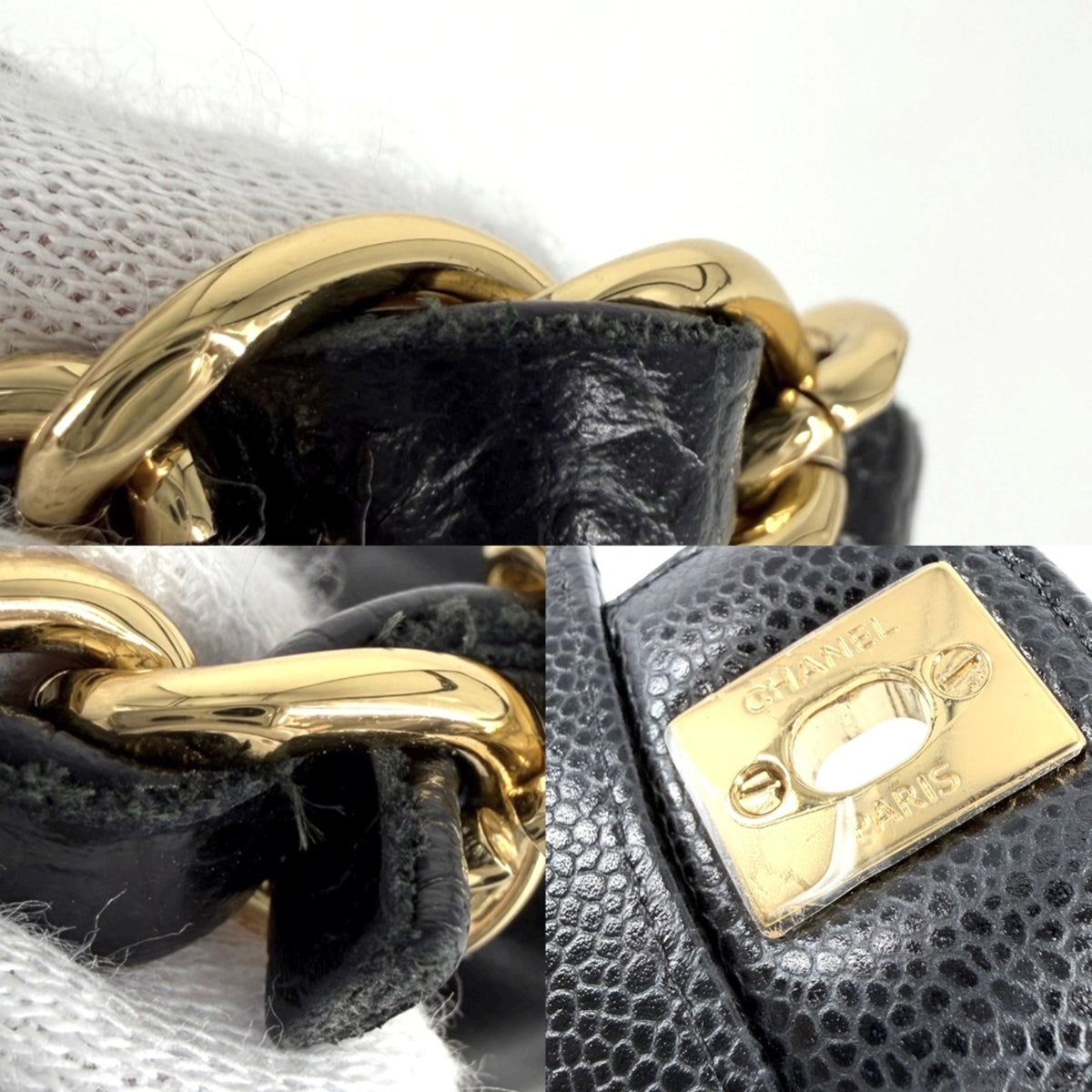 Chanel Matelasse Black Grained Calfskin Shoulder Bag (Pre-Owned)