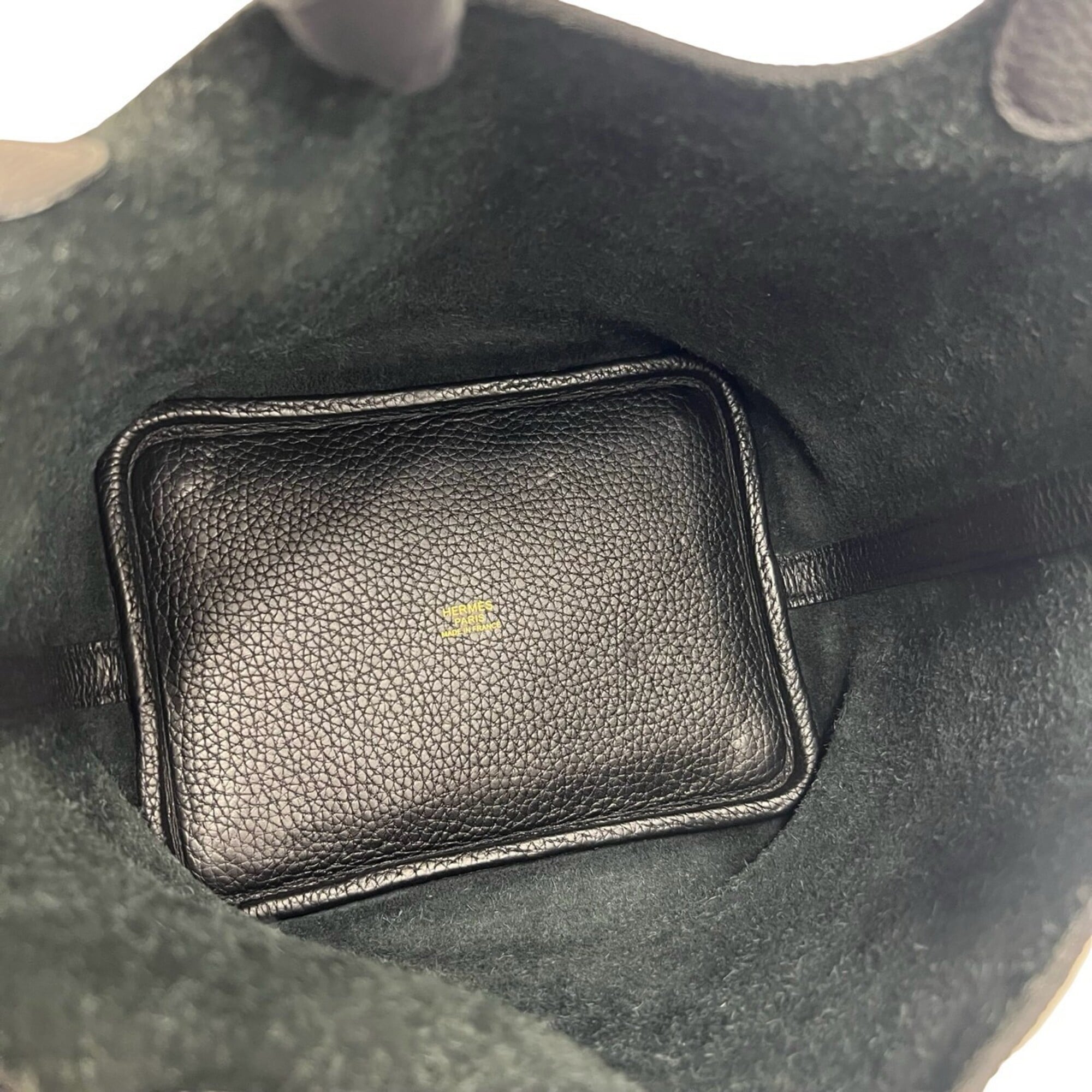 Hermes Black Taurillon Clemence Leather Handbag Tote Bag (Pre-Owned)