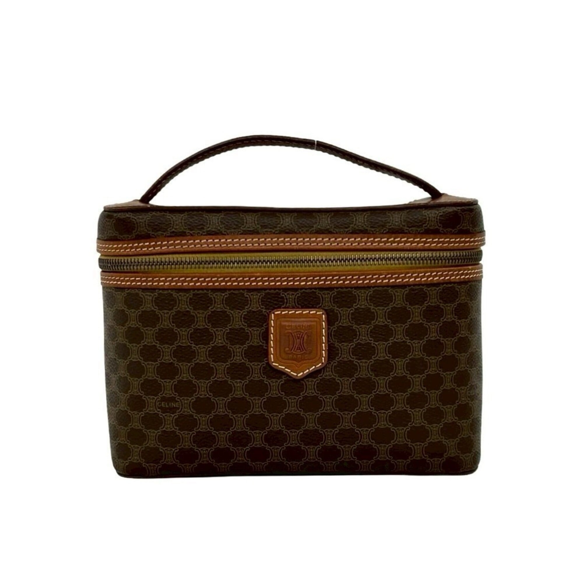 Celine Brown Pvc Leather Handbag Vanity Bag (Pre-Owned)