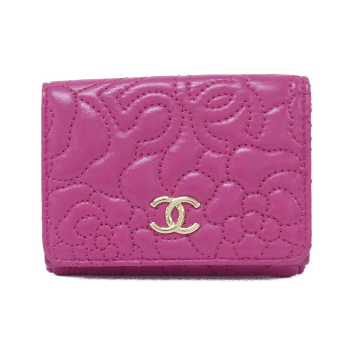 Chanel Pink Leather Wallet (Tri-Fold) (Pre-Owned)