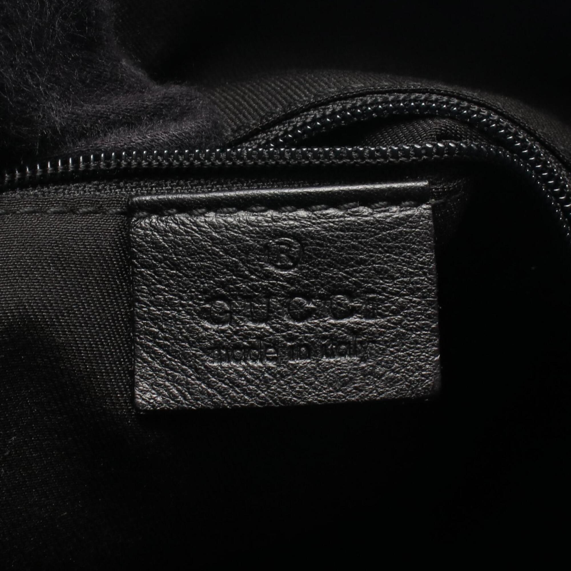 Gucci Black Canvas Leather Handbag Shoulder Bag (Pre-Owned)