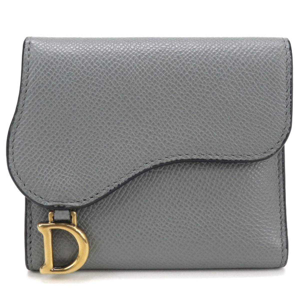 Christian Dior Gray Leather Wallet (Tri-Fold) (Pre-Owned)