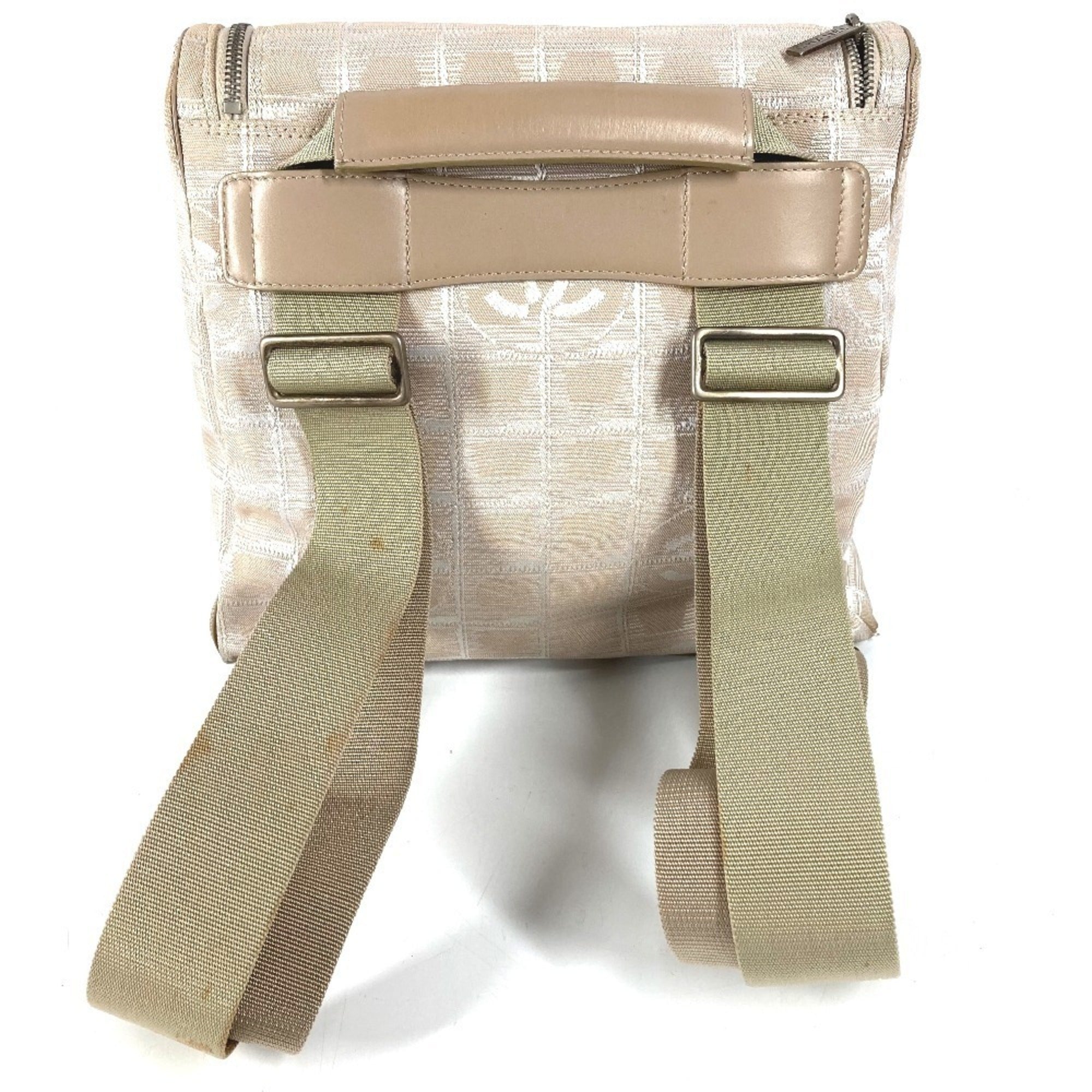 Chanel New Travel Line Beige Nylon Leather Backpack (Pre-Owned)