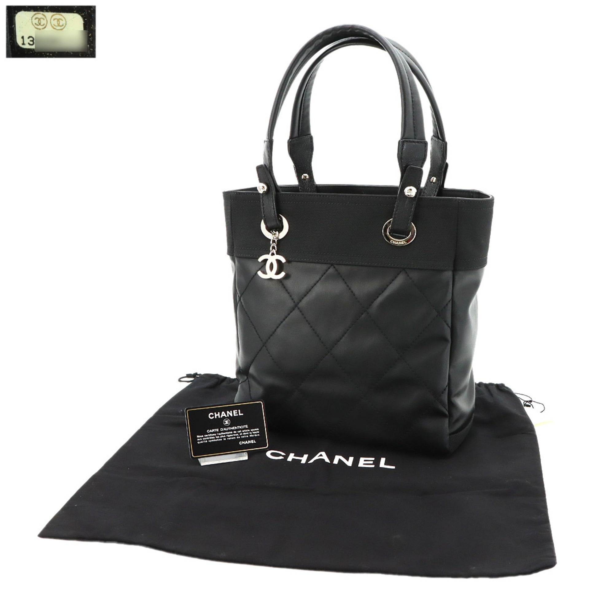 Chanel Black Nylon Pvc Leather Handbag Tote Bag (Pre-Owned)