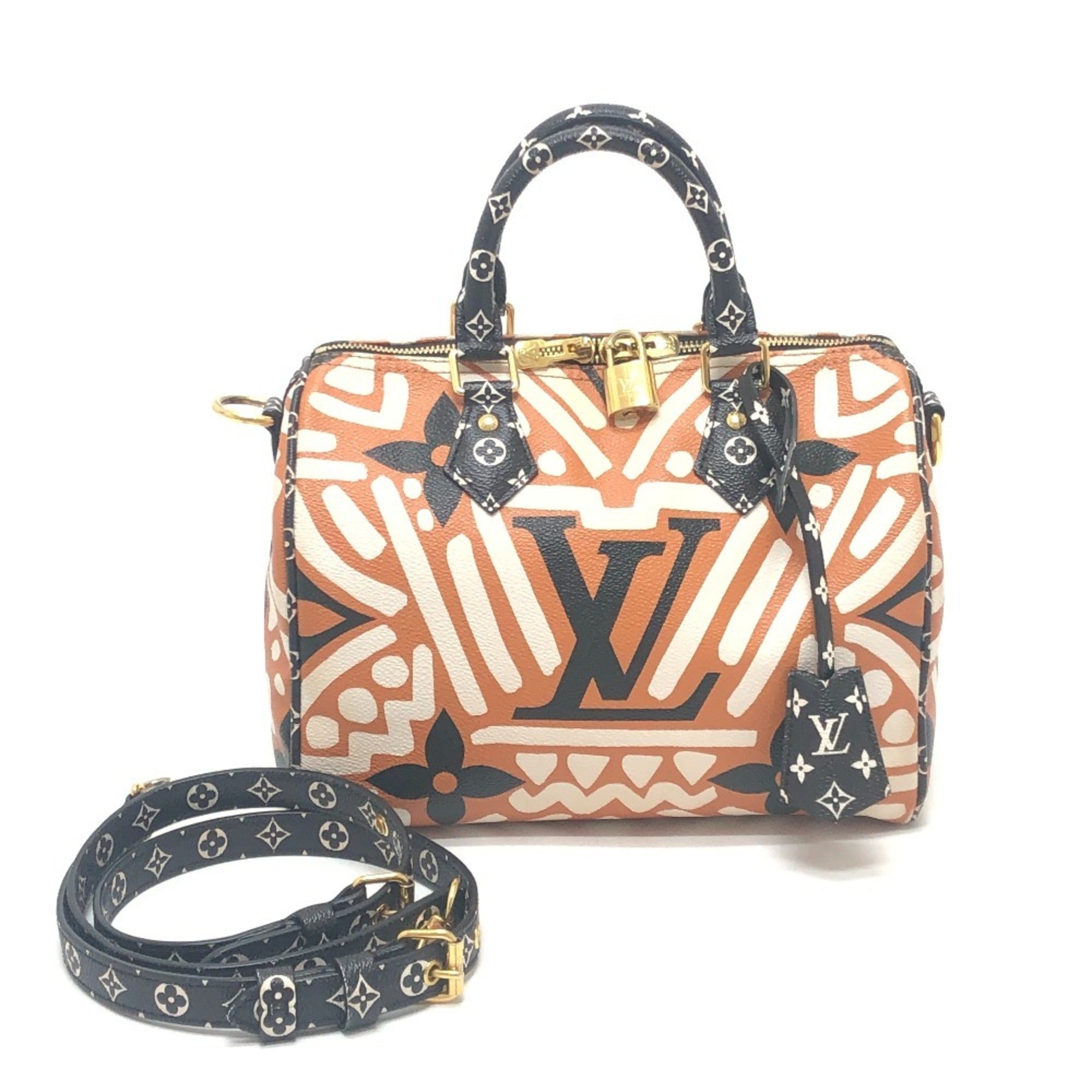 Louis Vuitton Brown White Leather Pvc Boston Bag (Pre-Owned)