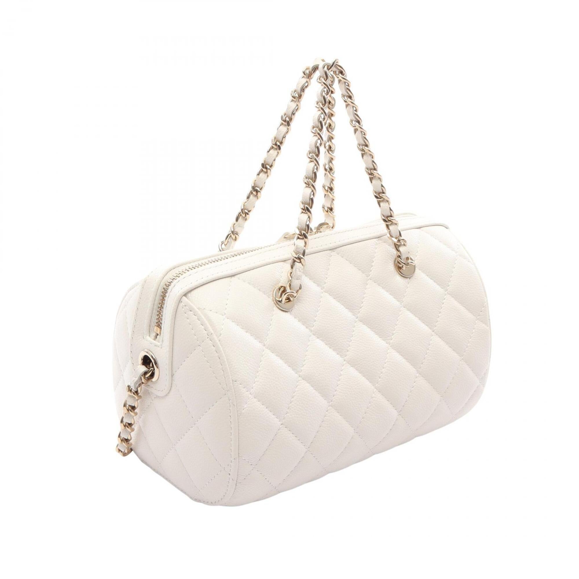 Chanel White Grained Calfskin Handbag Shoulder Bag (Pre-Owned)