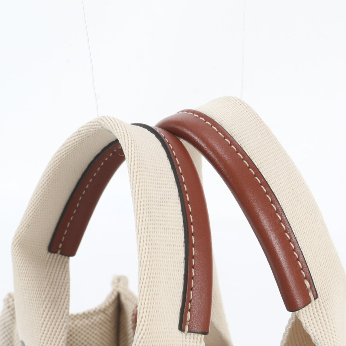 Chloé Beige Leather Canvas Handbag Shoulder Bag Tote Bag (Pre-Owned)