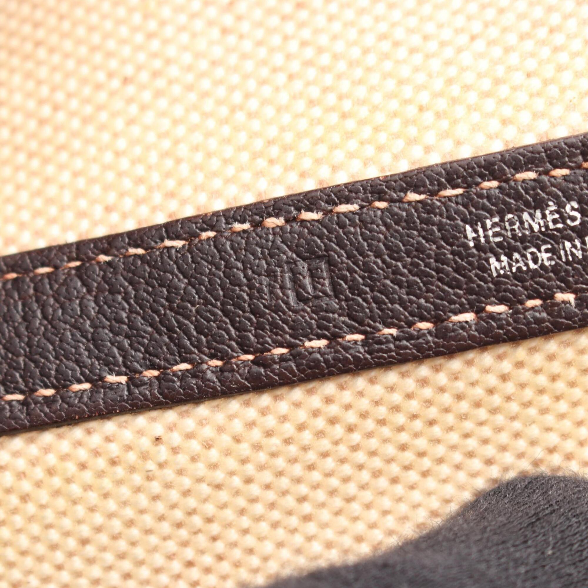 Hermes Brown Ivory Toile H Buffalo Leather Handbag Tote Bag (Pre-Owned)