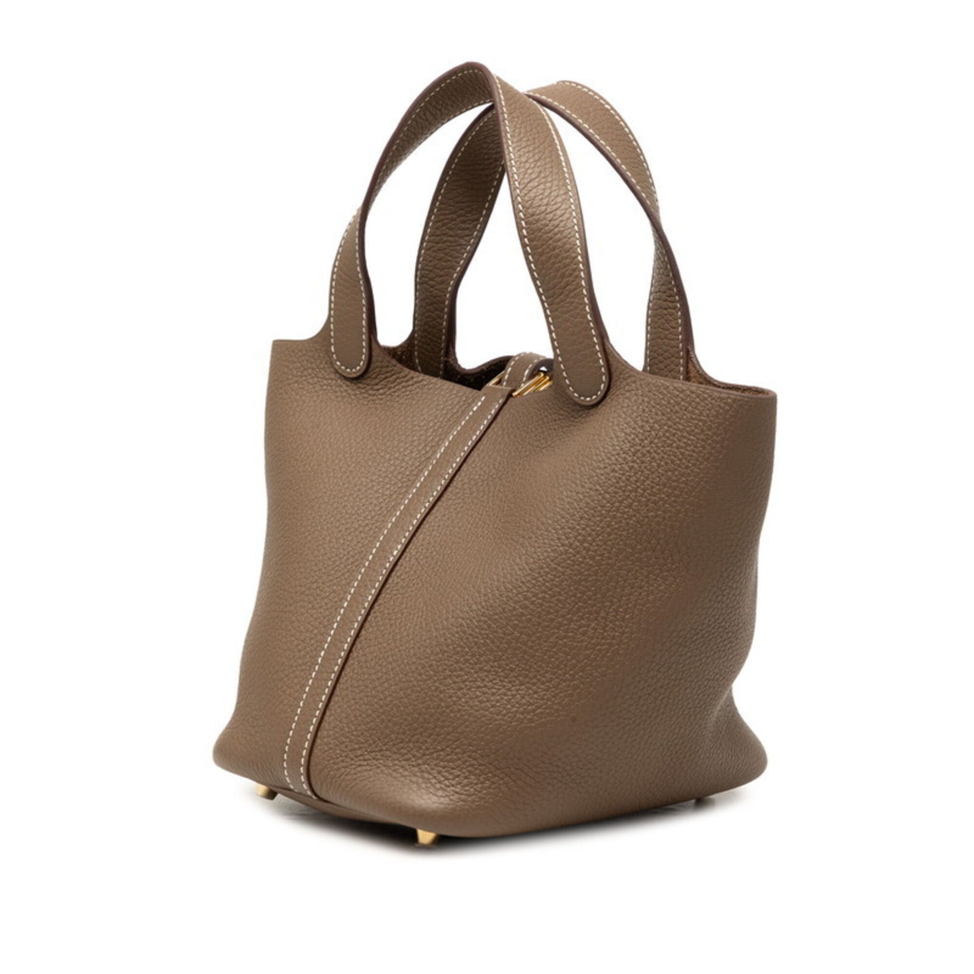 Hermes Brown Taurillon Clemence Leather Handbag (Pre-Owned)