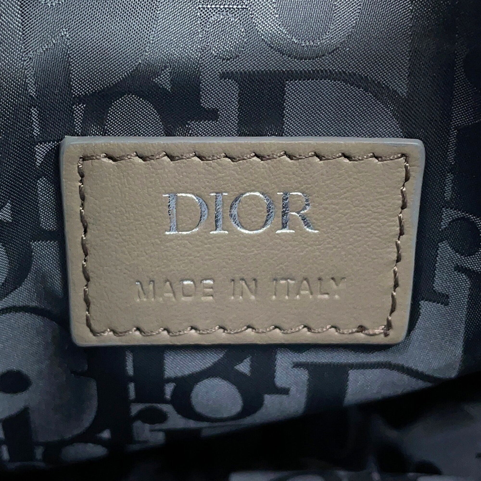 Christian Dior Beige Gray Nylon Rubber Saddle Bag Sling Bag (Pre-Owned)