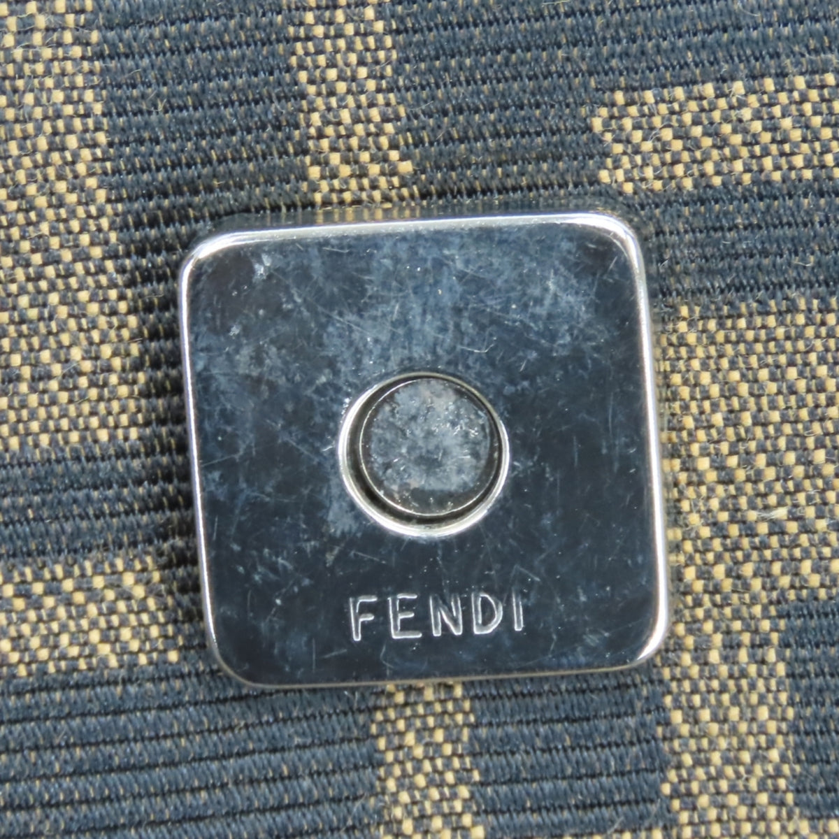 Fendi Black Brown Canvas Leather Handbag (Pre-Owned)