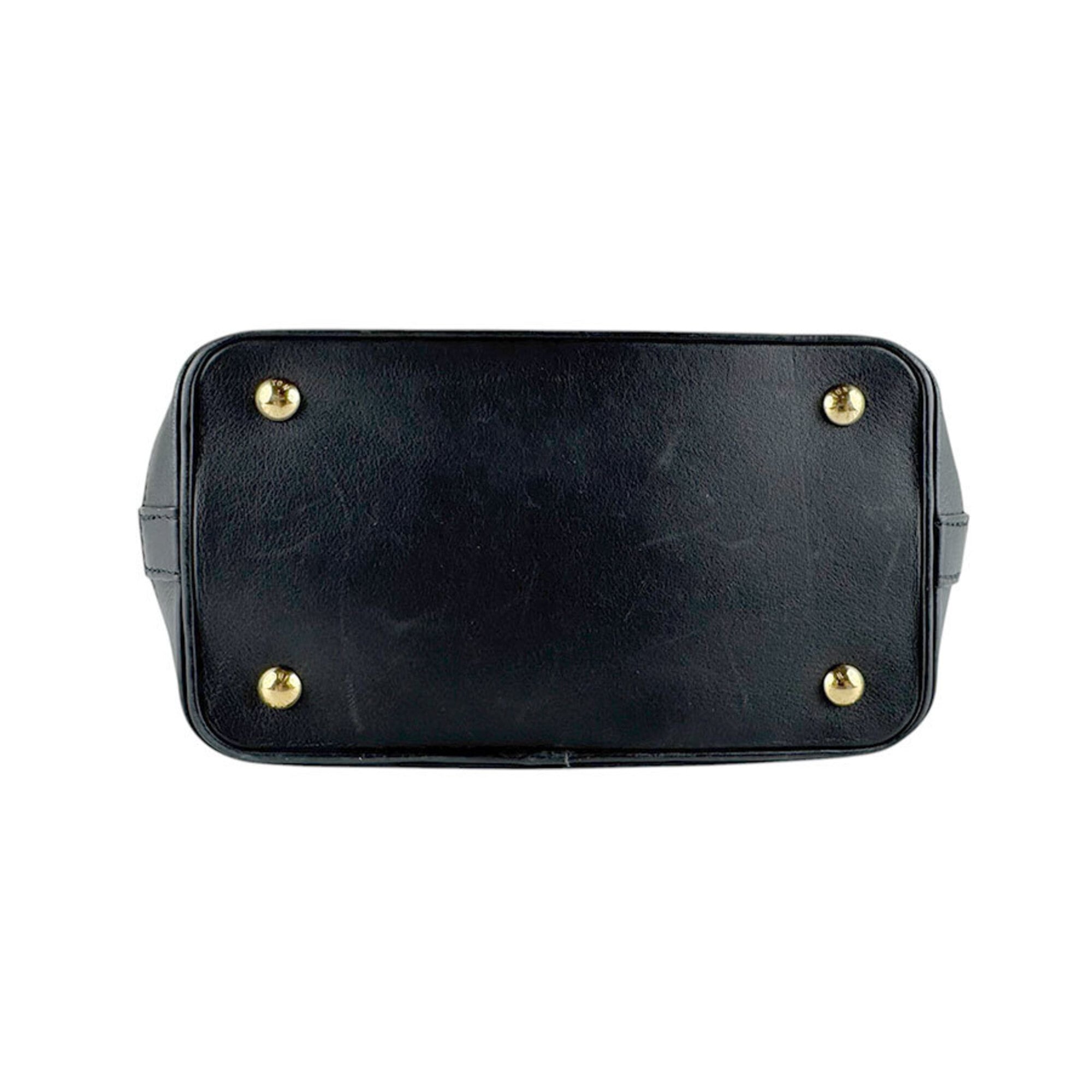 Louis Vuitton Black Leather Handbag Shoulder Bag (Pre-Owned)