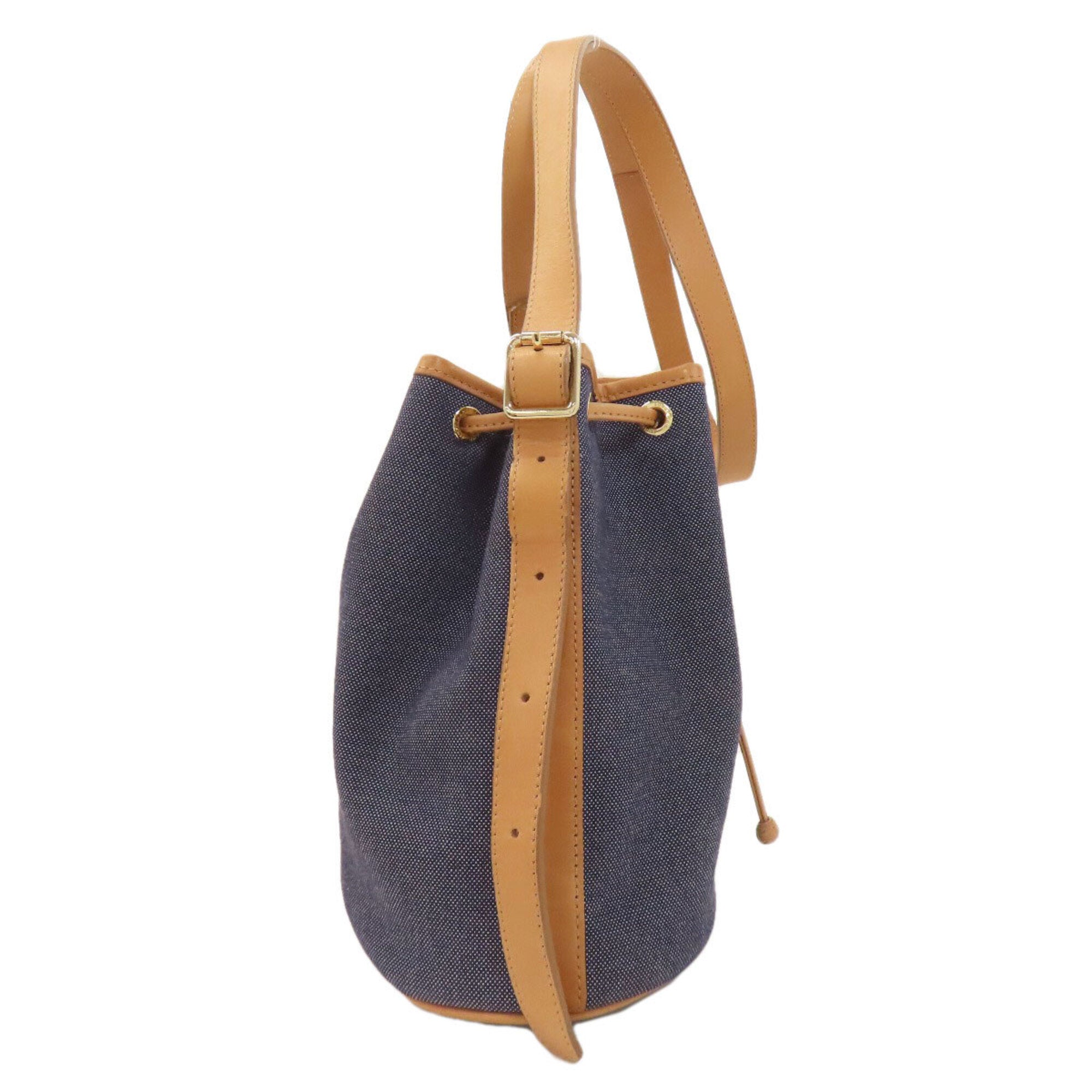 Longchamp Blue Brown Denim Shoulder Bag (Pre-Owned)
