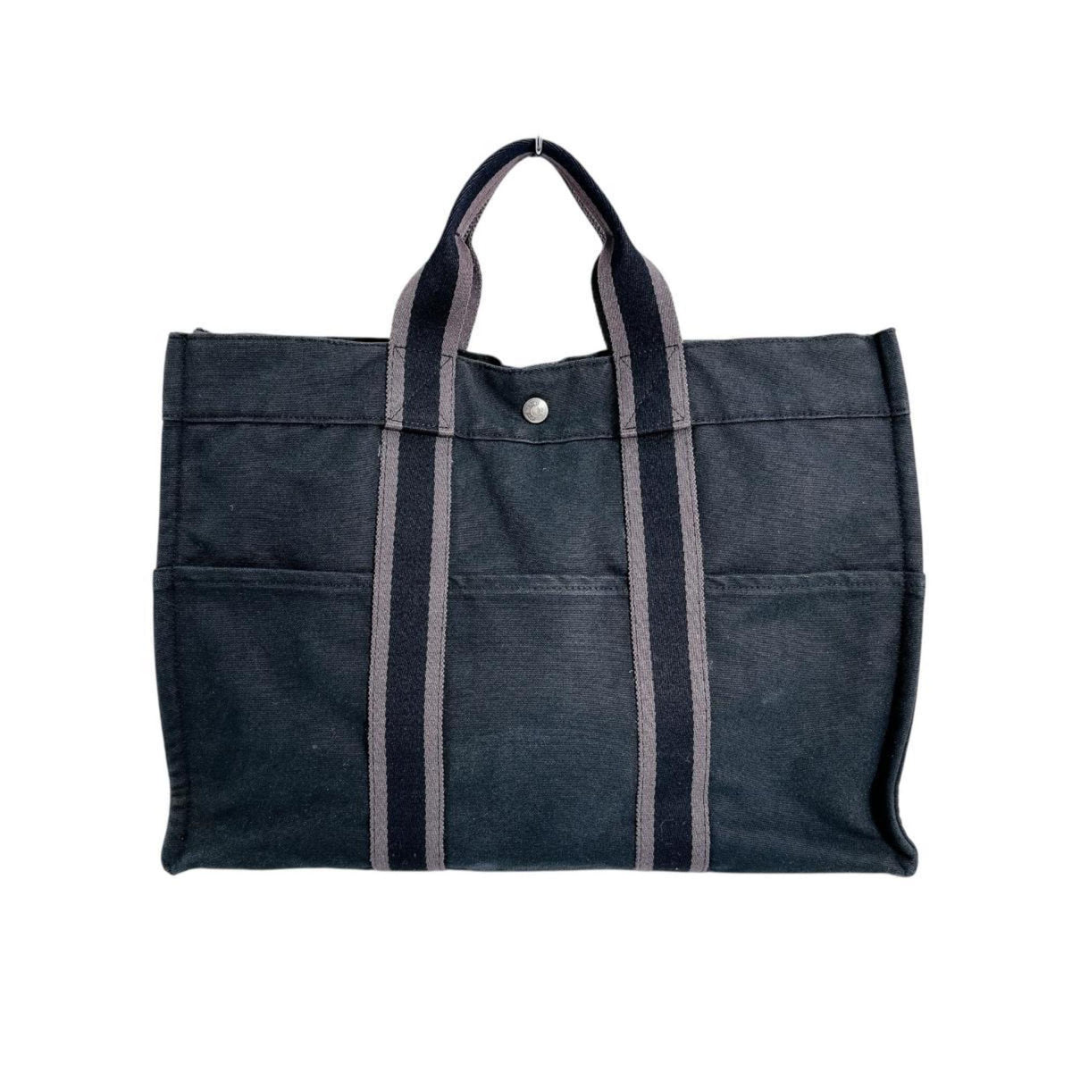 Hermes Her Line Black Canvas Tote Bag (Pre-Owned)