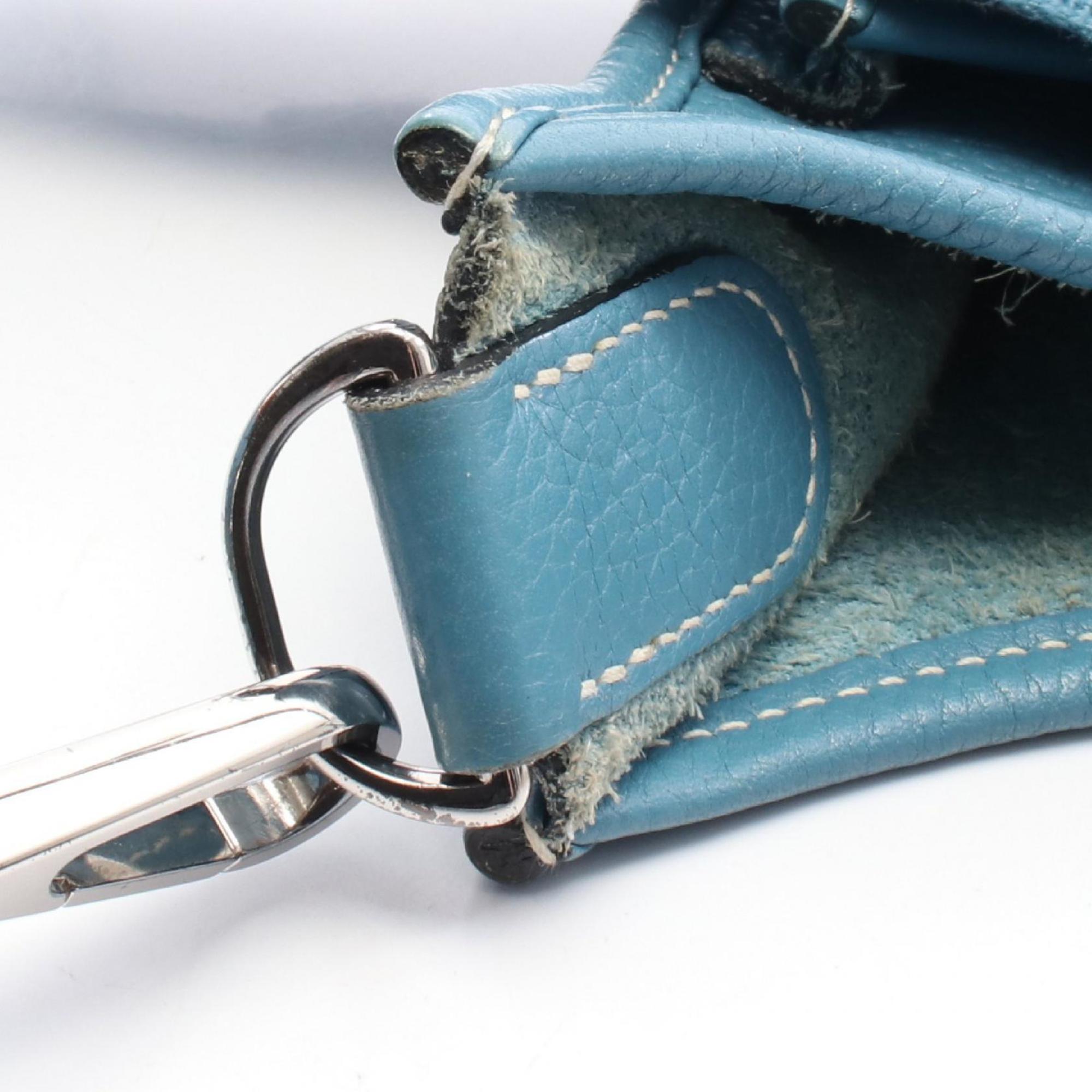 Hermes Blue Blue Jean Taurillon Clemence Leather Shoulder Bag (Pre-Owned)