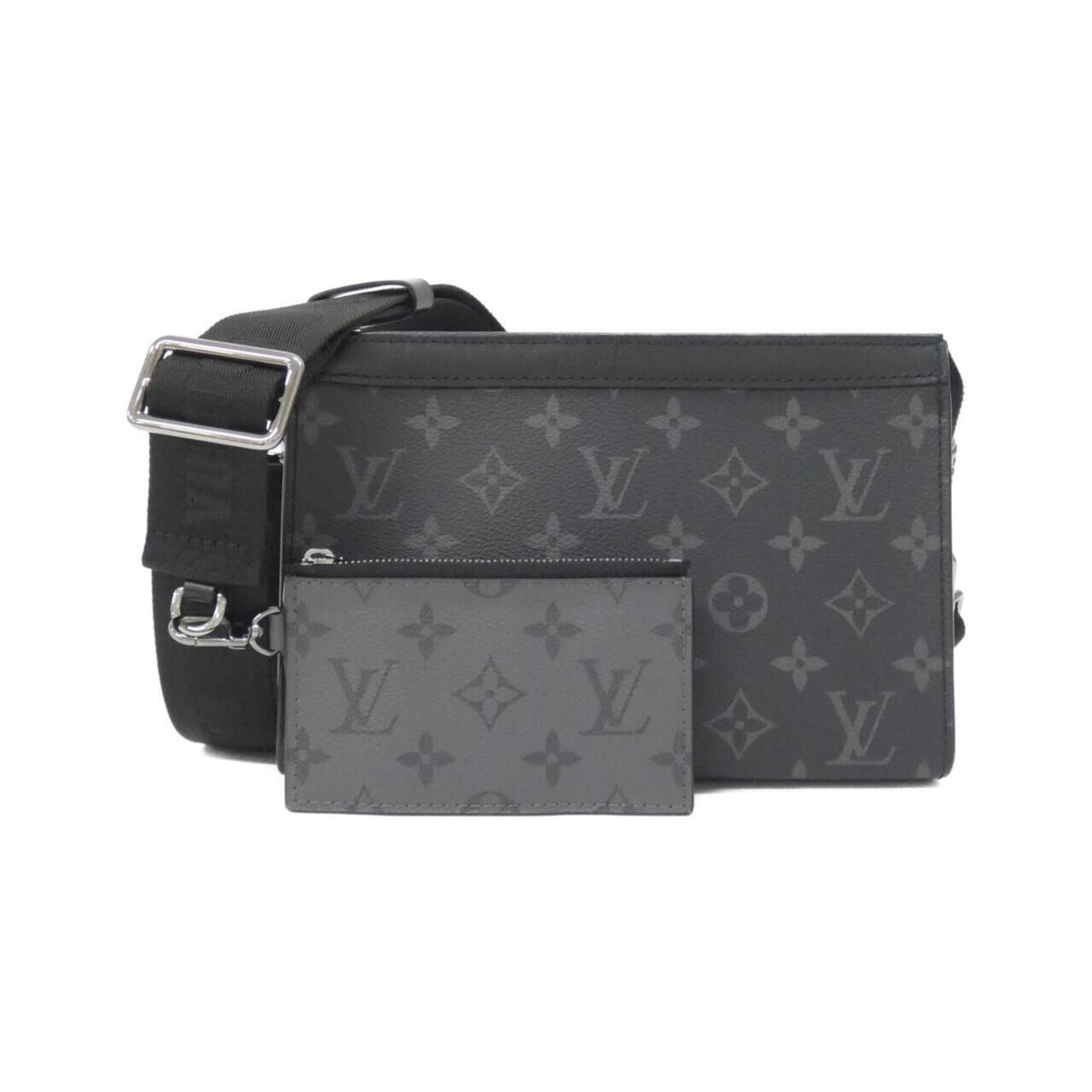 Louis Vuitton Black Gris Coated Canvas Pouch Shoulder Bag (Pre-Owned)