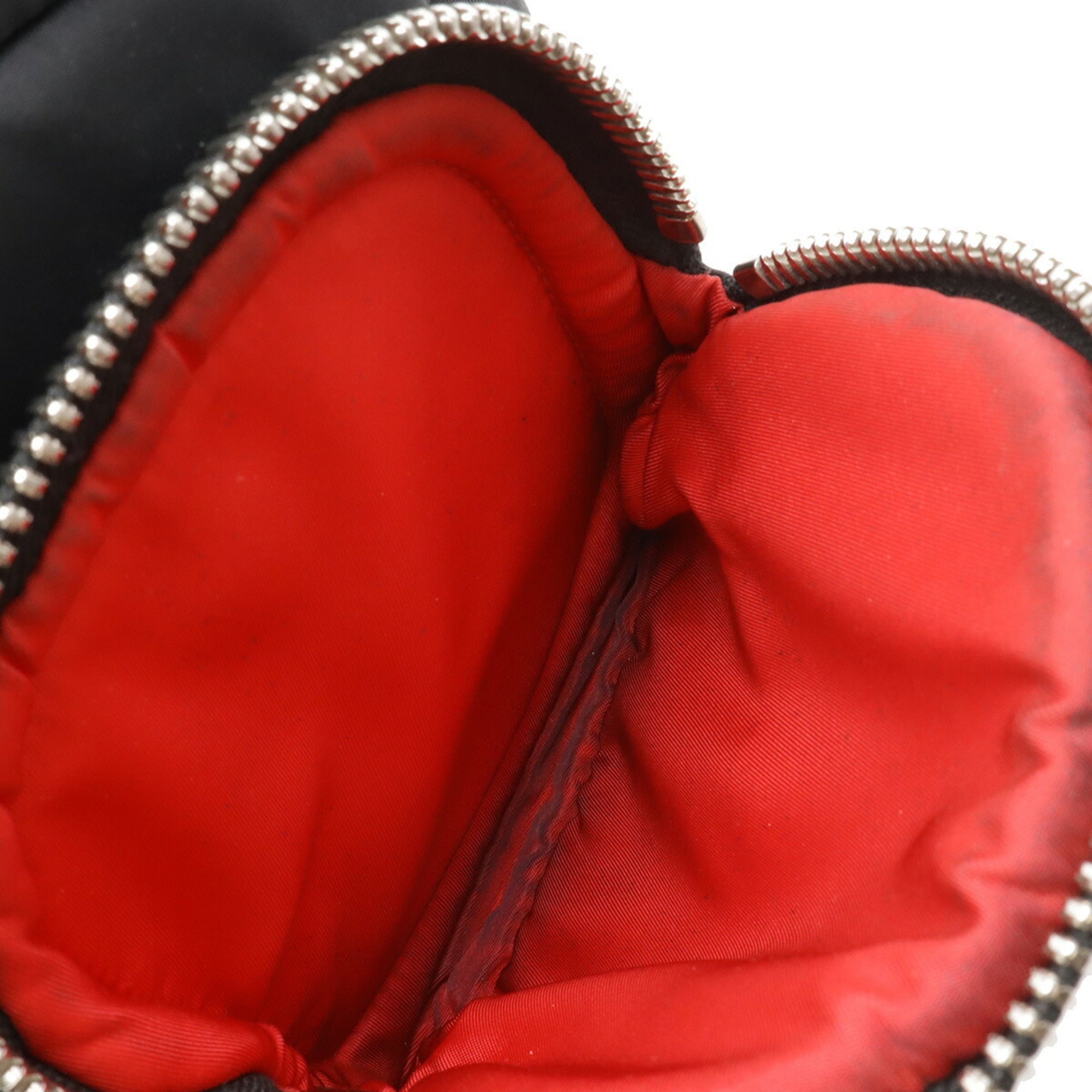 Prada Black Fuoco Nero Red Color Nylon Leather Handbag Shoulder Bag (Pre-Owned)