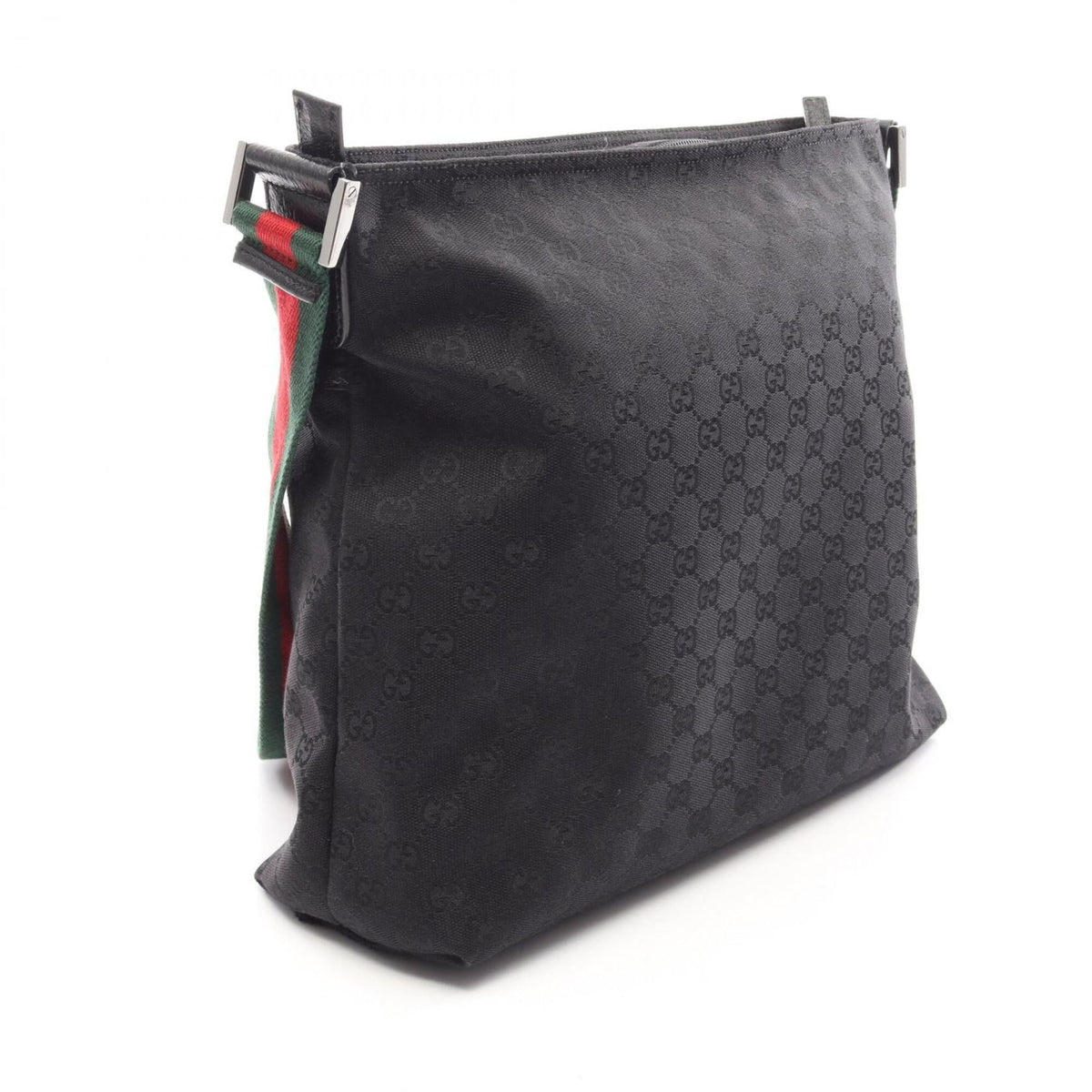 Gucci Black Canvas Leather Handbag Shoulder Bag (Pre-Owned)