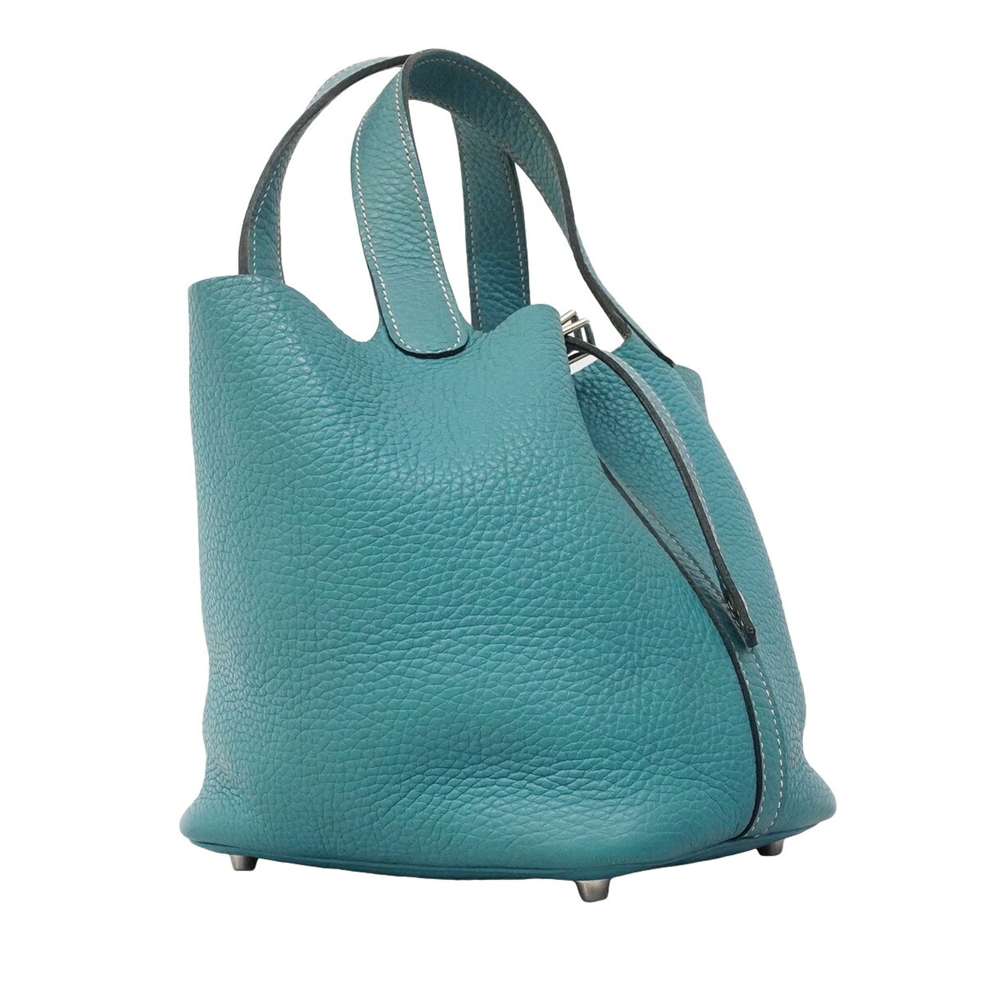 Hermes Blue Jean Taurillon Clemence Leather Handbag (Pre-Owned)