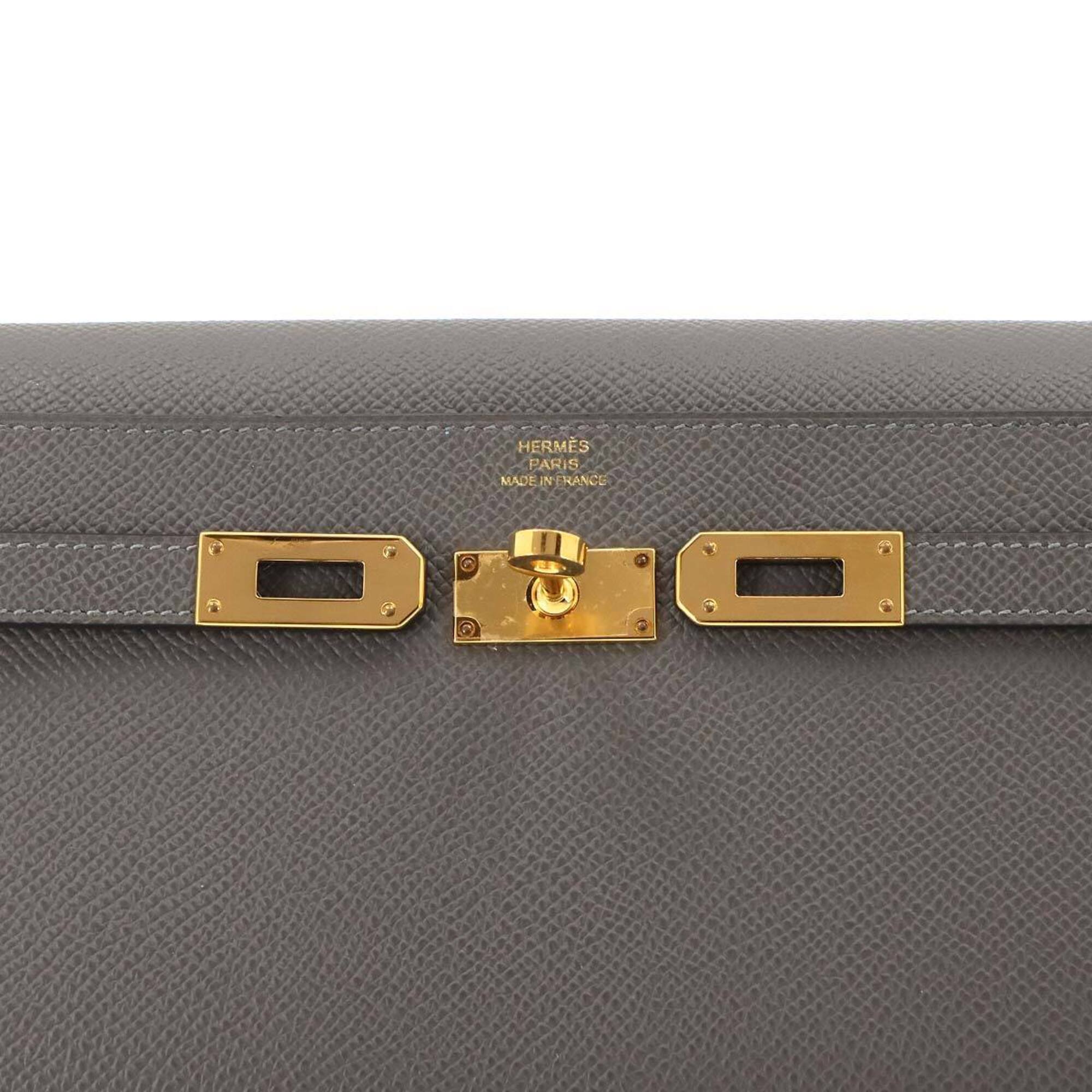 Hermes Gray Epsom Leather Chain/Shoulder Wallet (Pre-Owned)