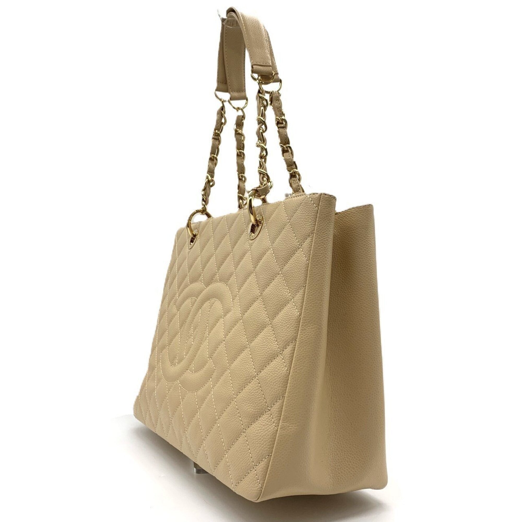 Chanel Beige Grained Calfskin Tote Bag (Pre-Owned)