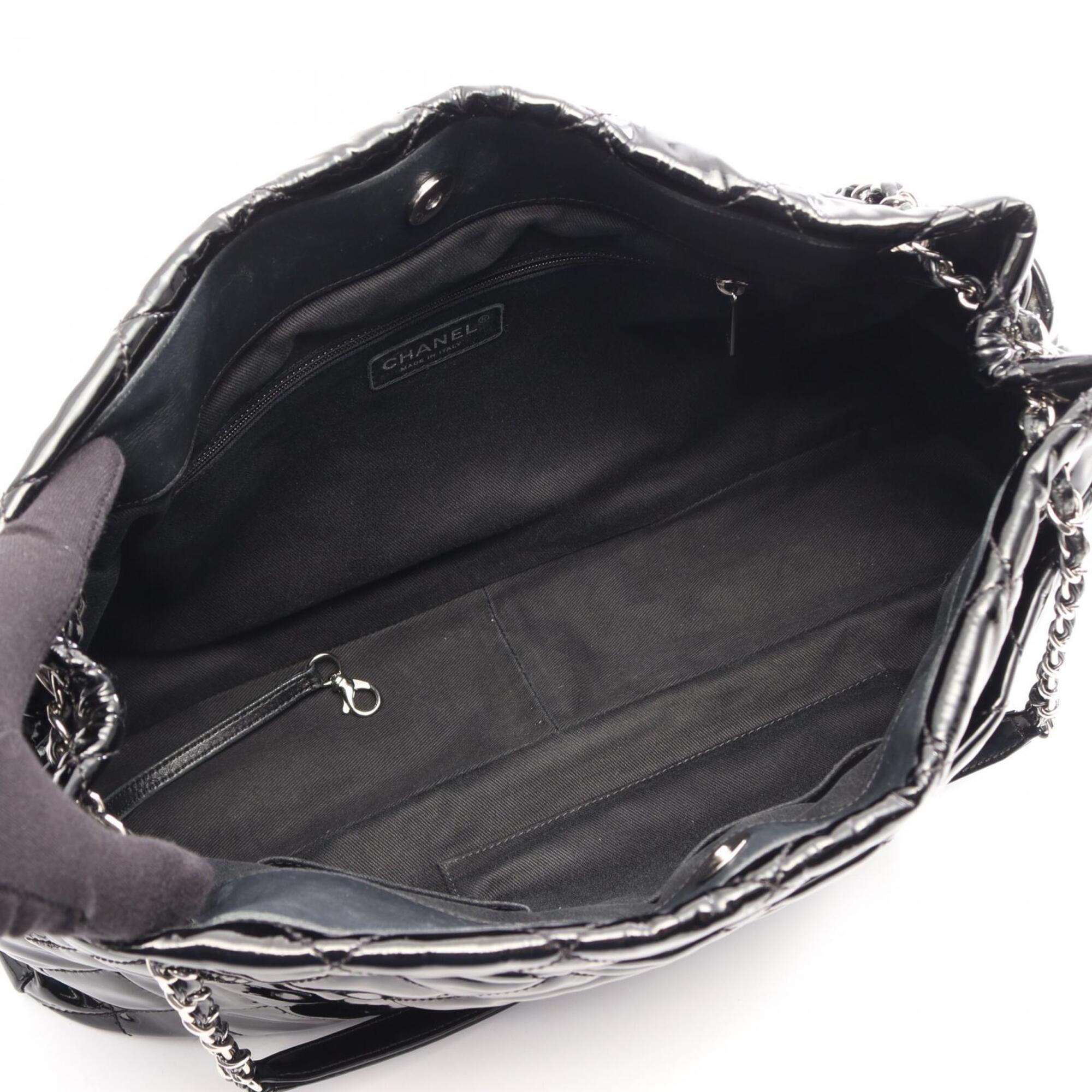 Chanel Black Patent Leather Handbag Tote Bag (Pre-Owned)