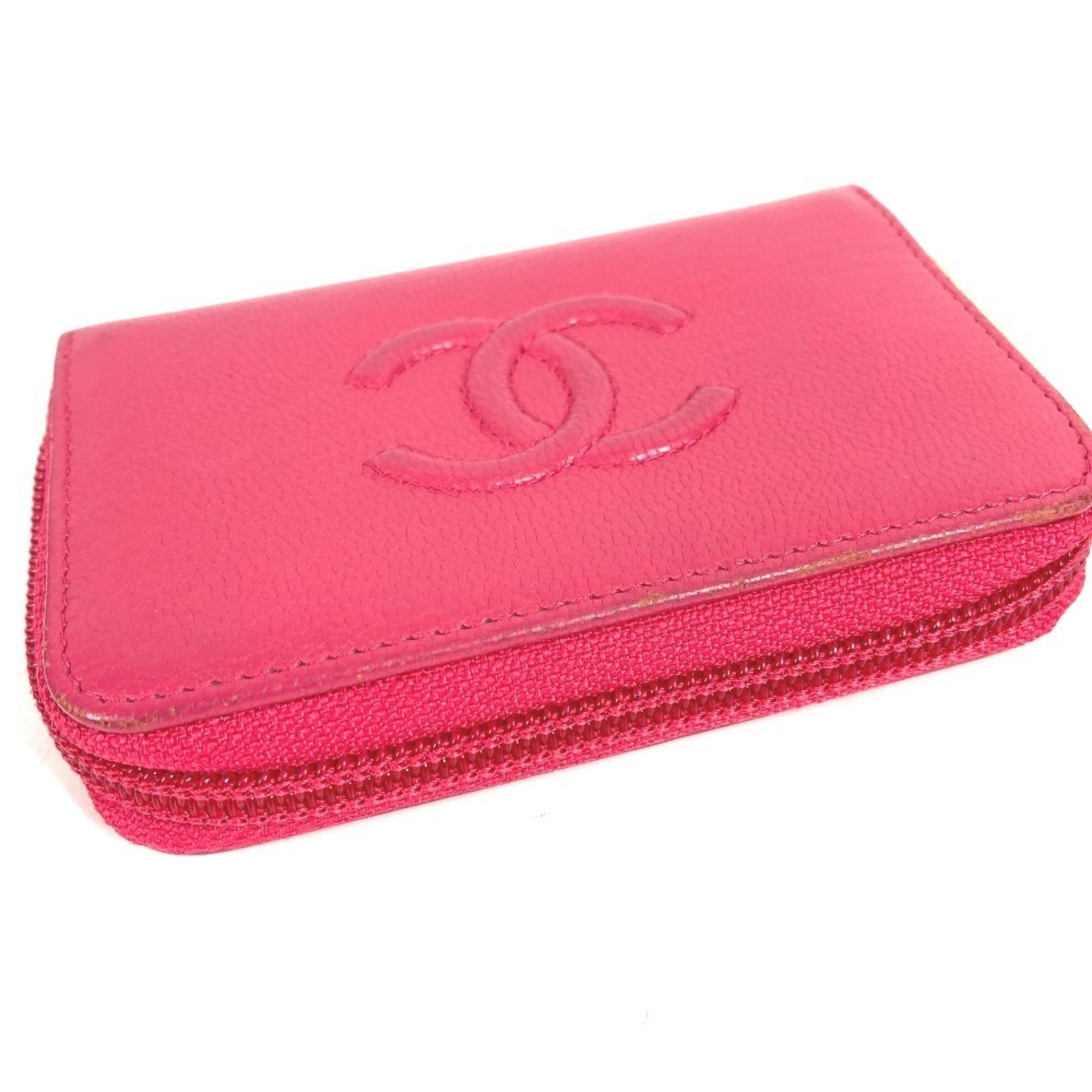 Chanel Pink Leather Coin Purse/Coin Case (Pre-Owned)