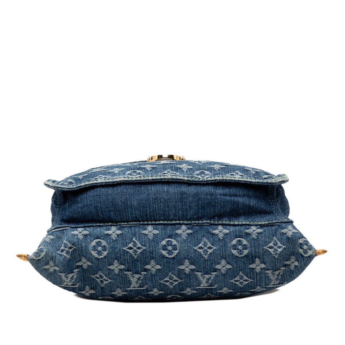 Louis Vuitton Monogram Denim Blue Canvas Leather Handbag Tote Bag (Pre-Owned)