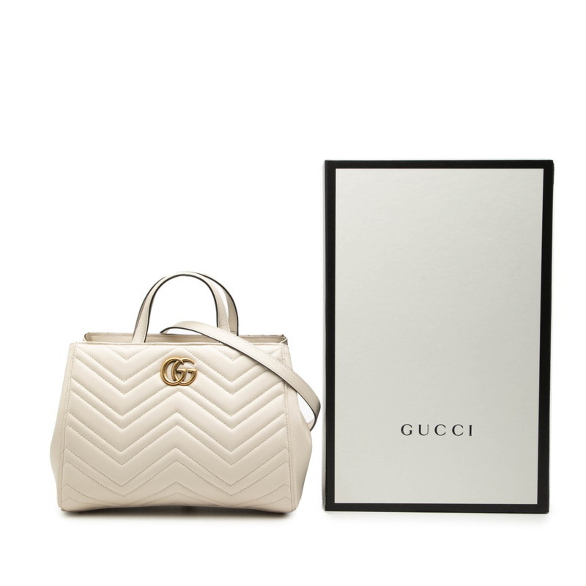 Gucci White Leather Handbag Shoulder Bag (Pre-Owned)