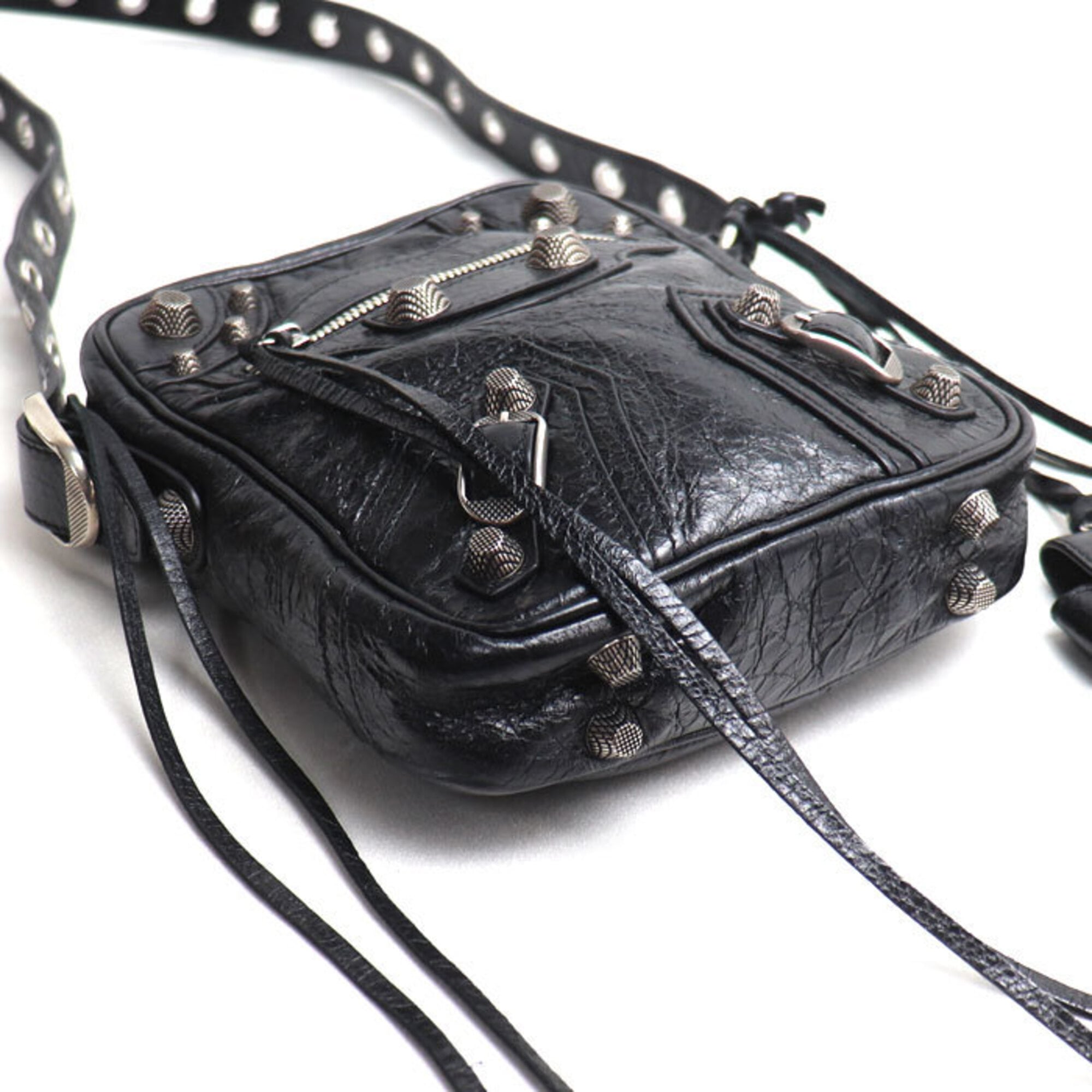 Balenciaga Black Leather Pouch Shoulder Bag (Pre-Owned)