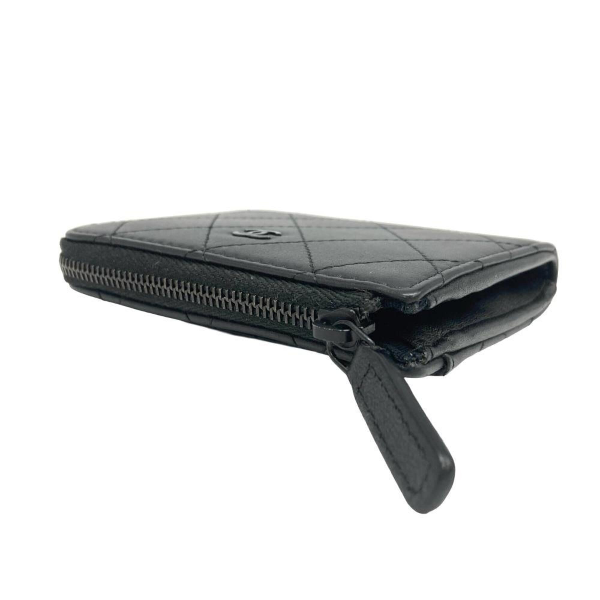 Chanel Black Leather Coin Purse/Coin Case (Pre-Owned)