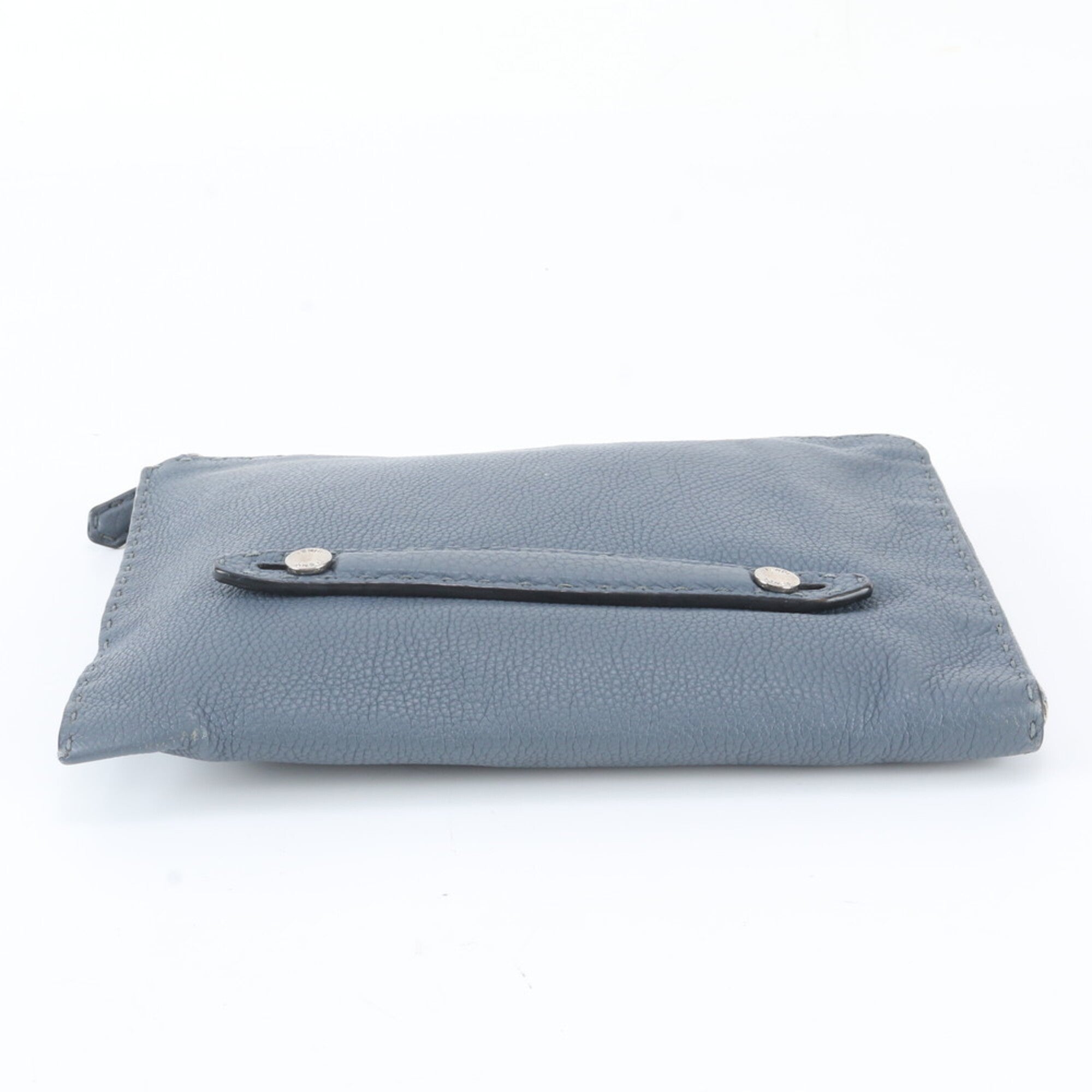 Fendi Blue Leather Clutch Bag Pouch (Pre-Owned)