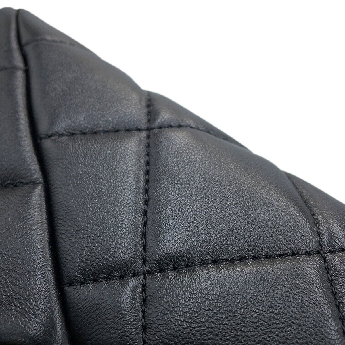 Chanel Matelasse Black Leather Handbag Shopping Bag (Pre-Owned)